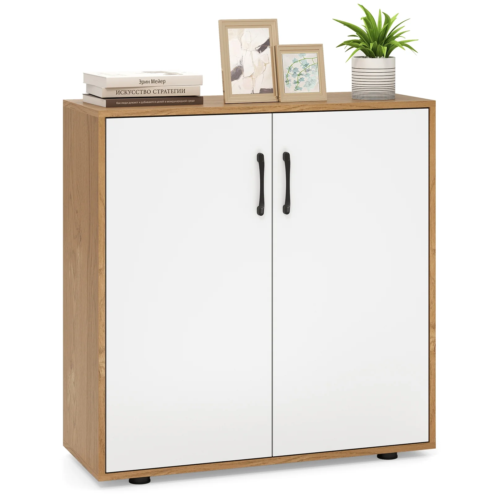 Coffee Bar Cabinet, Adjustable Shelf, 5-Position, Natural - Image 5