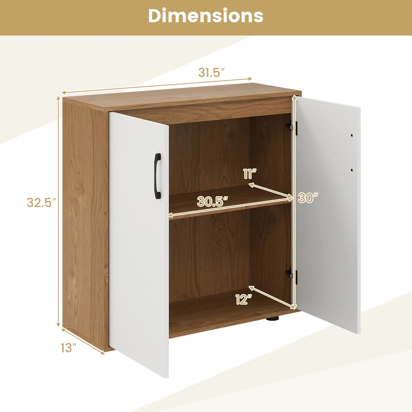 Coffee Bar Cabinet, Adjustable Shelf, 5-Position, Natural - Image 6