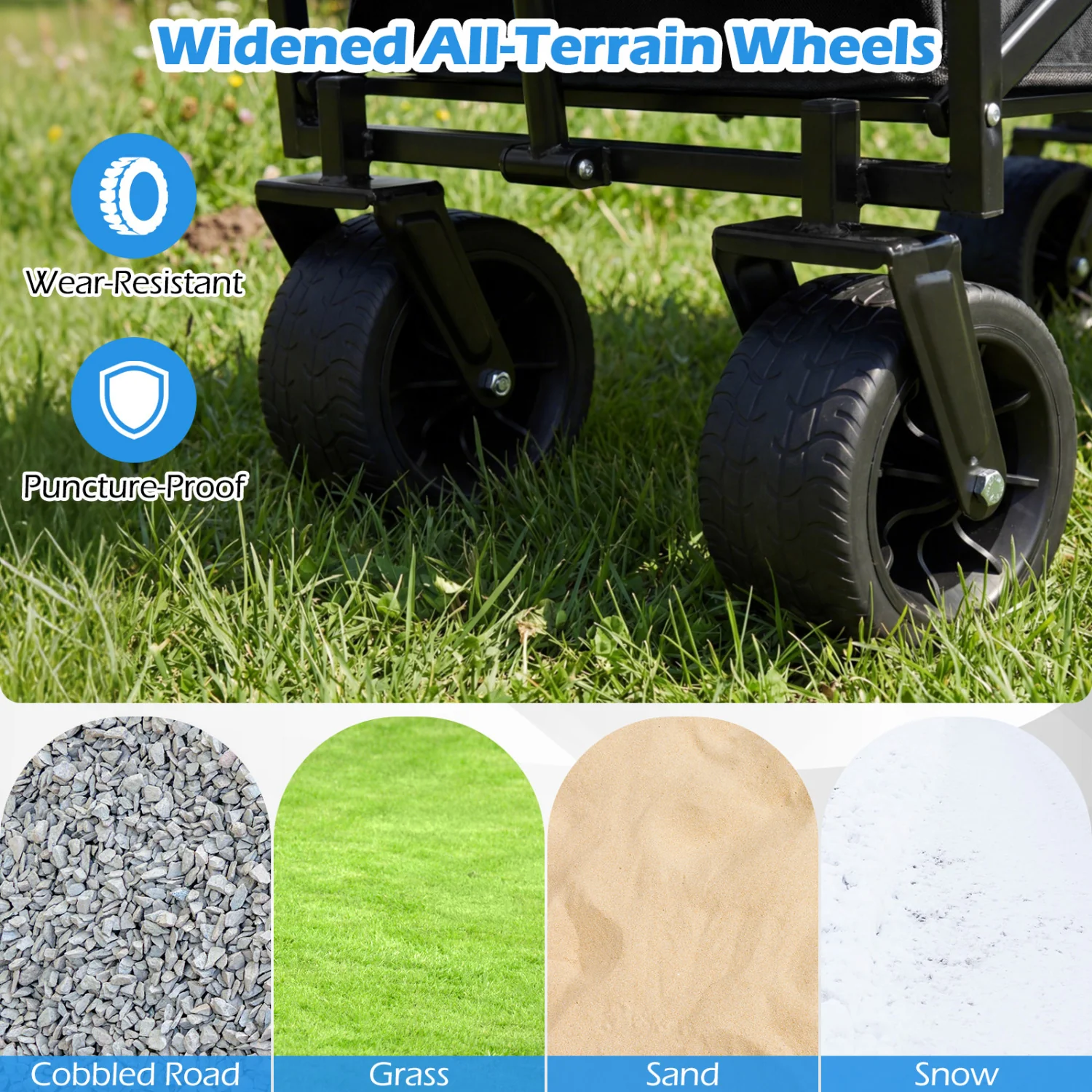 Collapsible Wagon, Removable Canopy, Adjustable Handles, Black - Image 7
