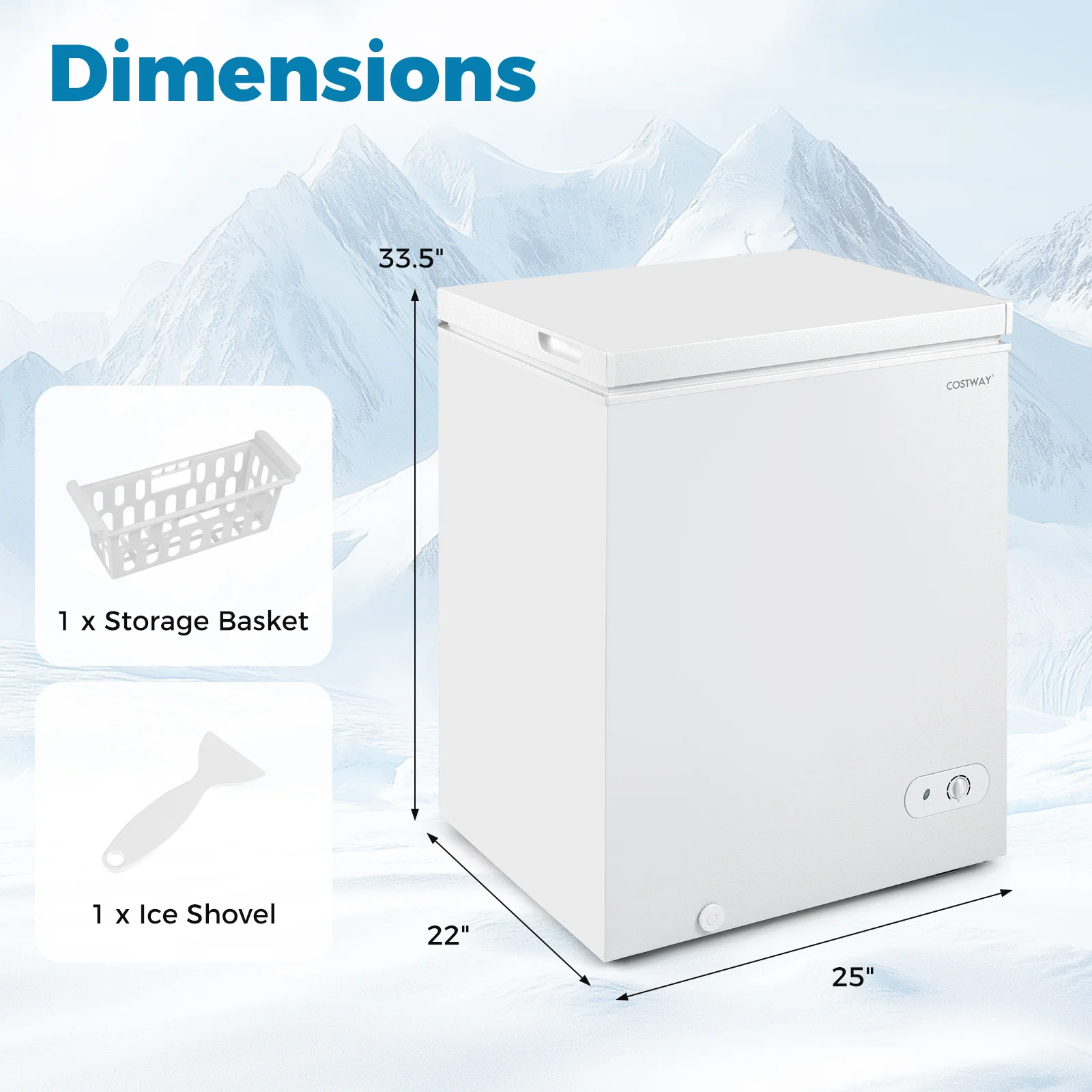 Compact Chest Freezer, 5 Cu.Ft, 7-Gear Adjustable Temperature, White - Image 5