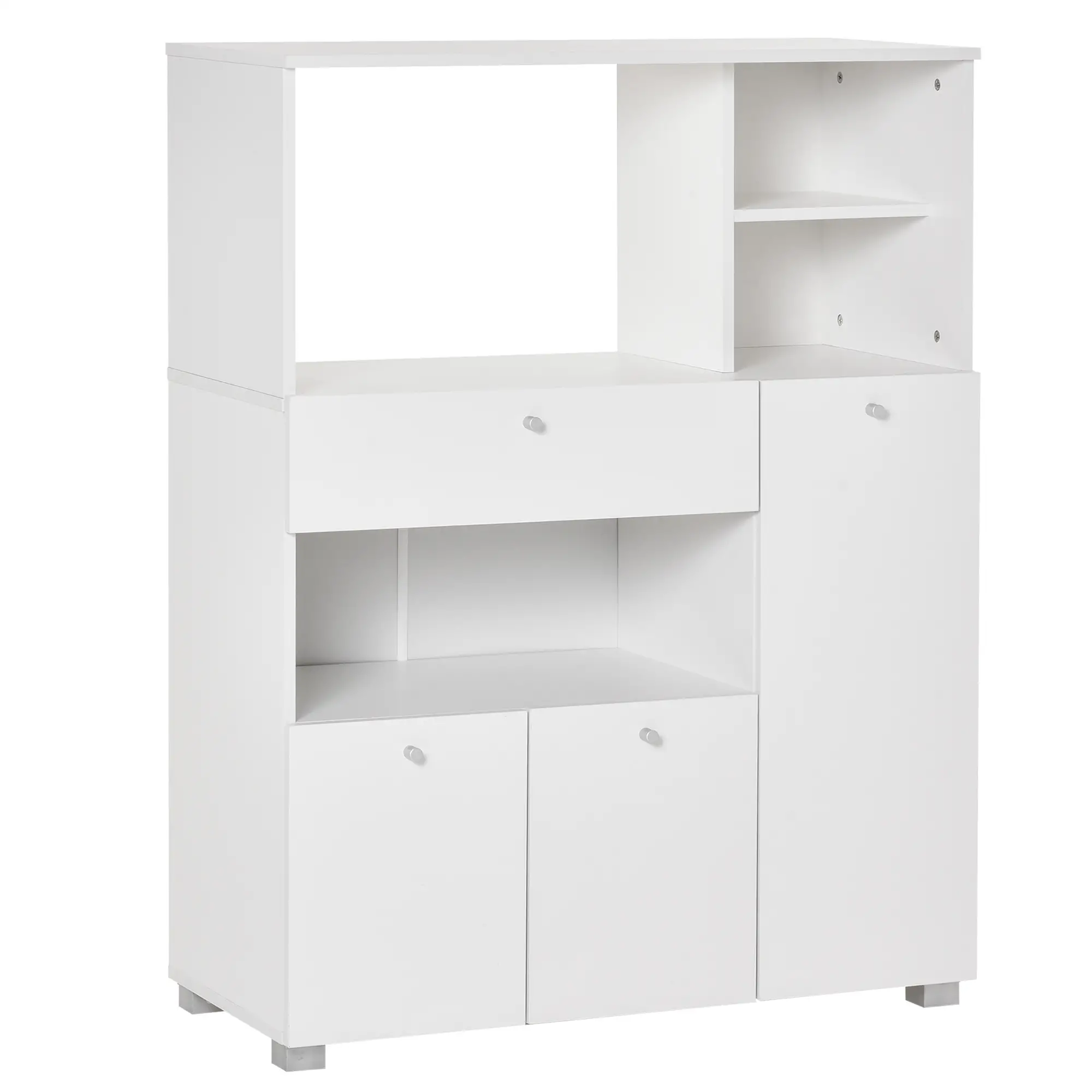 Compact Kitchen Pantry Cabinet, Microwave Stand with Drawer, White - Image 12