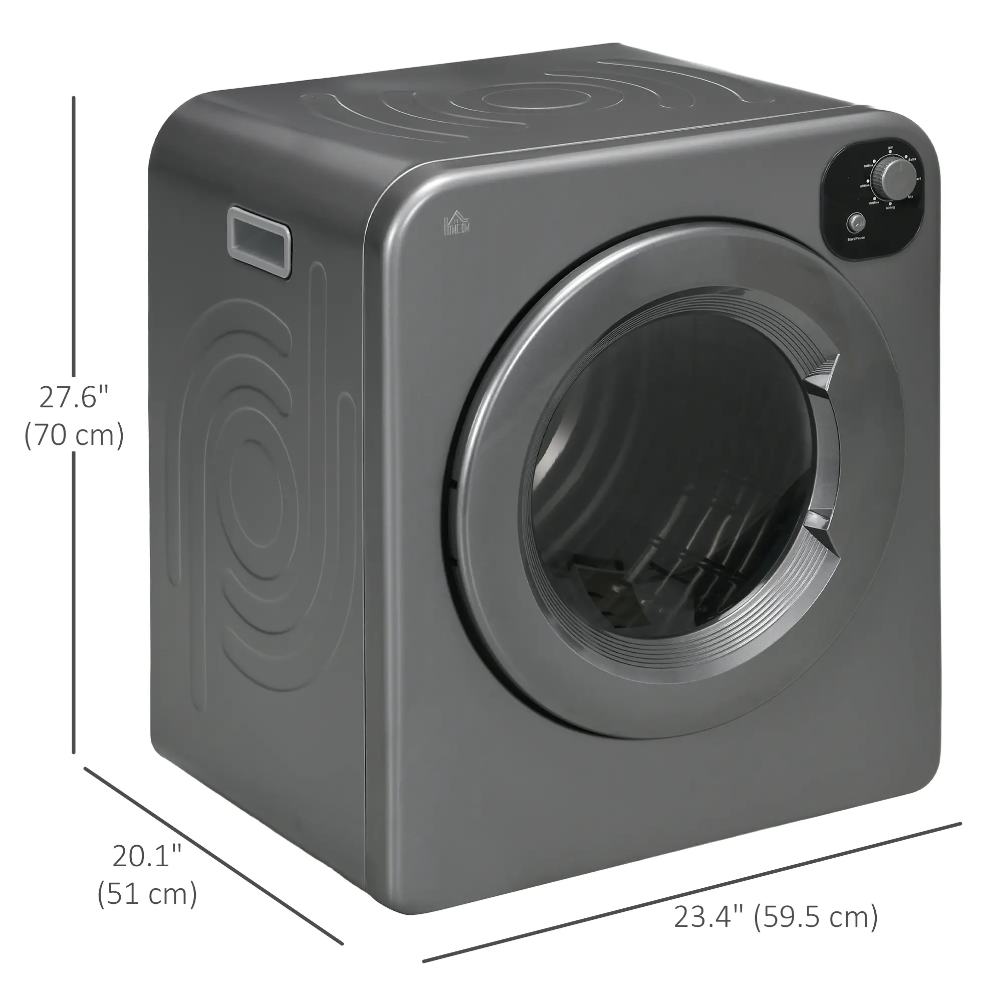 Compact Laundry Dryer, 1300W, 3.22 Cu. Ft., 7 Drying Modes, Grey - Image 3