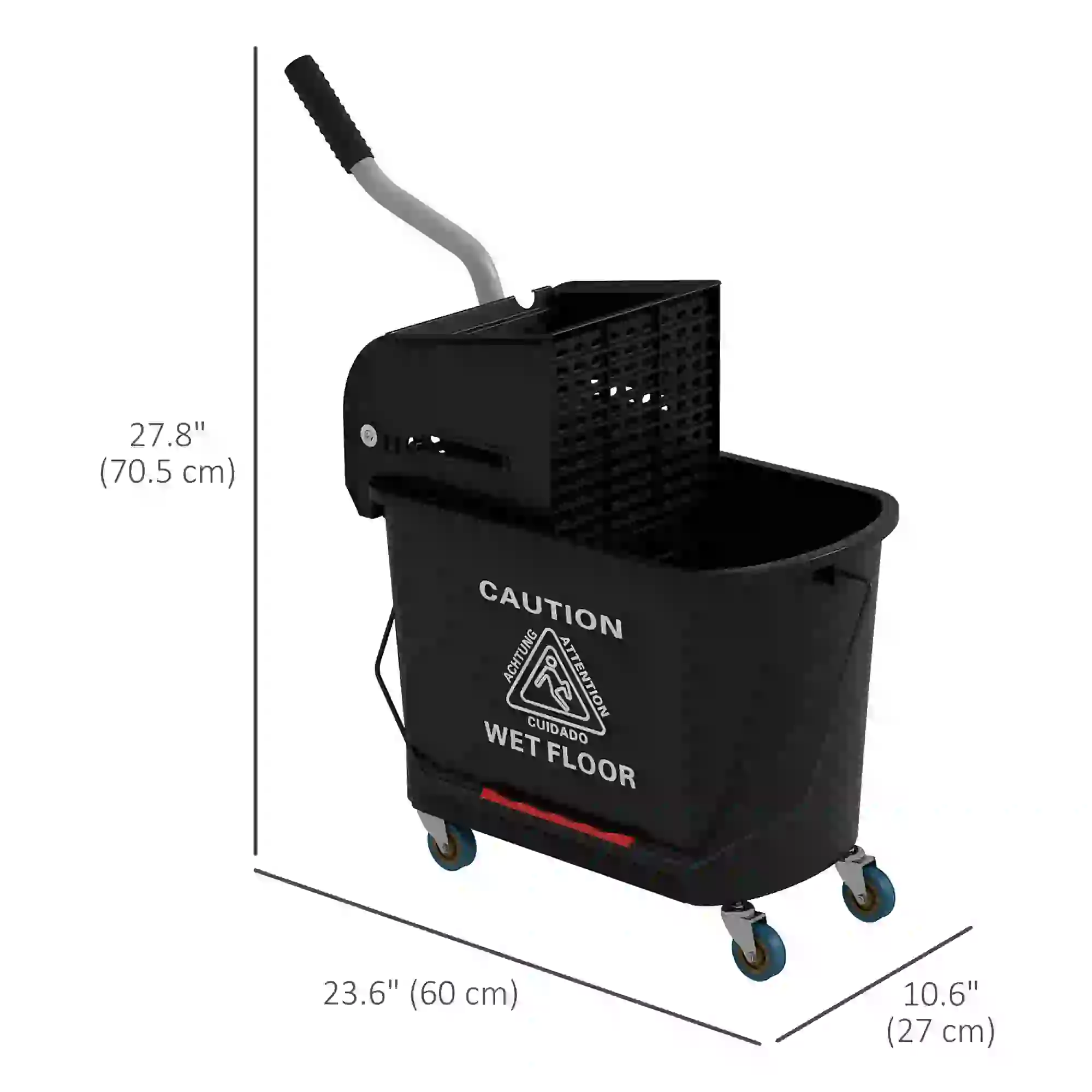 Compact Mop Bucket with Wringer, 5 Gallon, Black - Image 3