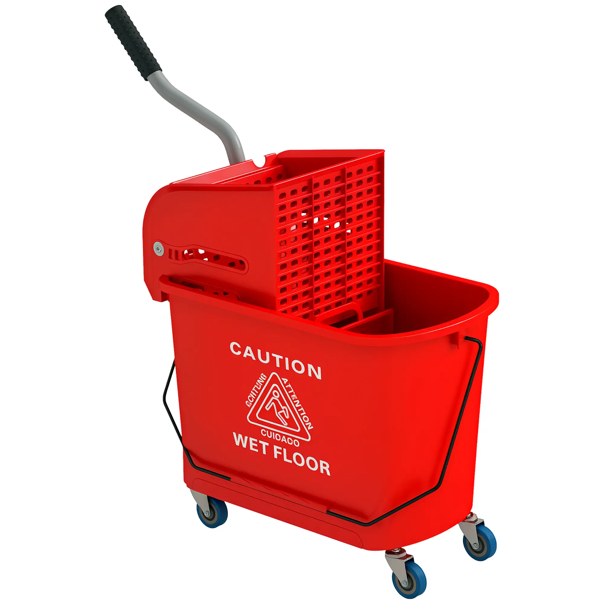 Compact Mop Bucket with Wringer, 5 Gallon, Red - Image 11