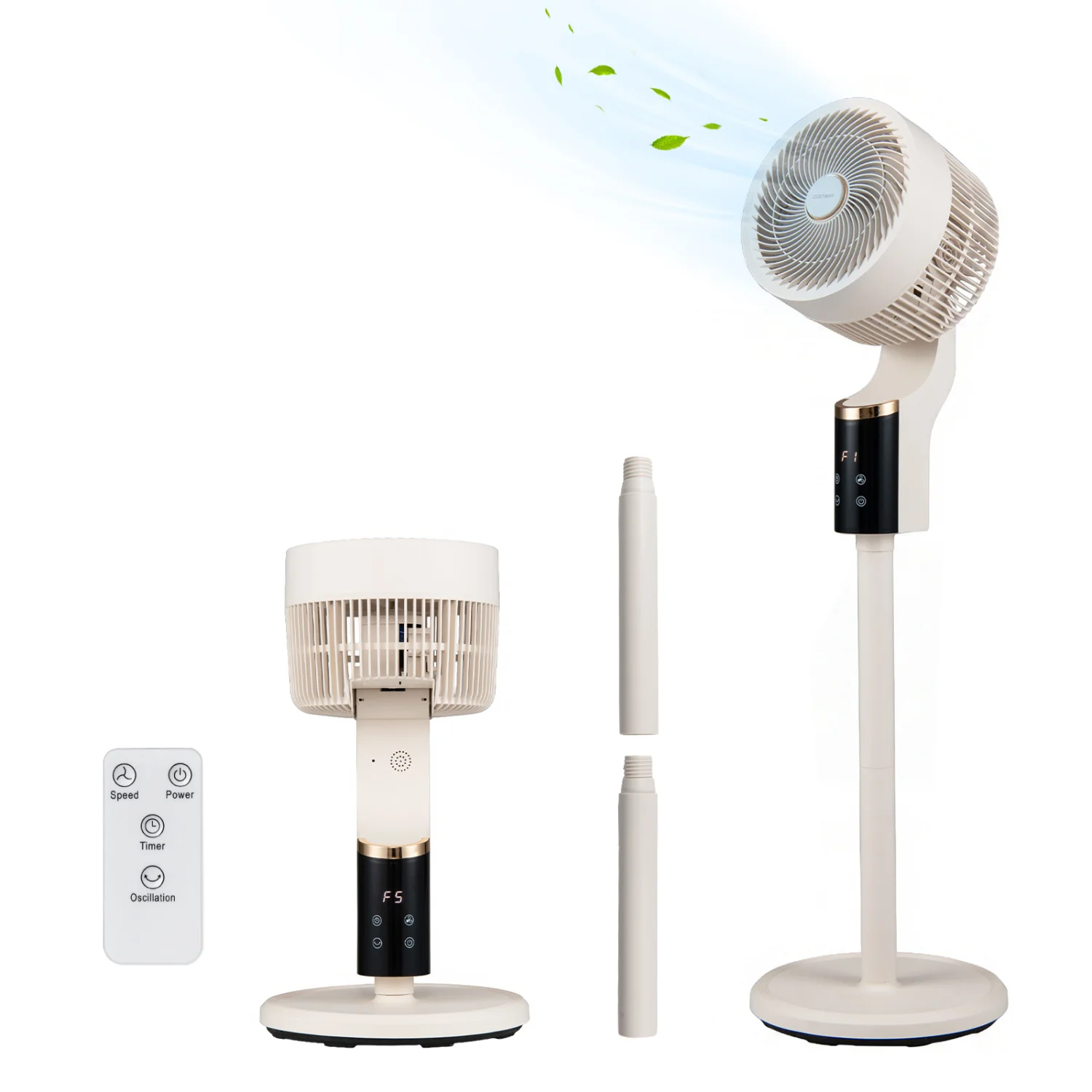 Compact Oscillating Fan, 70° Oscillation, 90° Tilt, White - Image 2