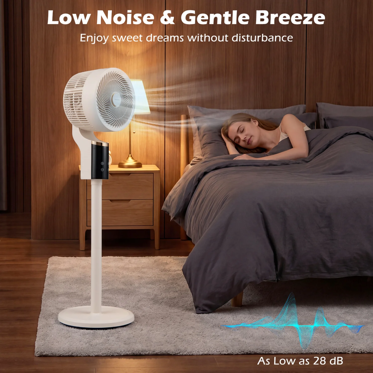 Compact Oscillating Fan, 70° Oscillation, 90° Tilt, White - Image 9