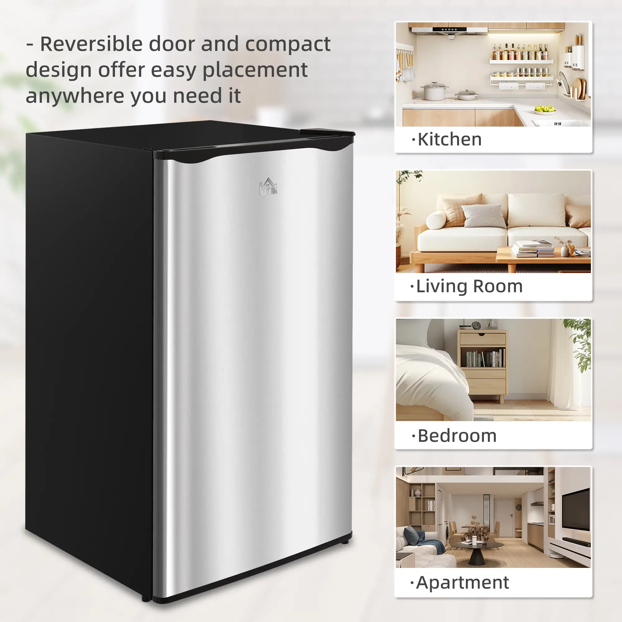 Compact Refrigerator, Mini Fridge with Freezer, Adjustable Shelf, Silver - Image 10