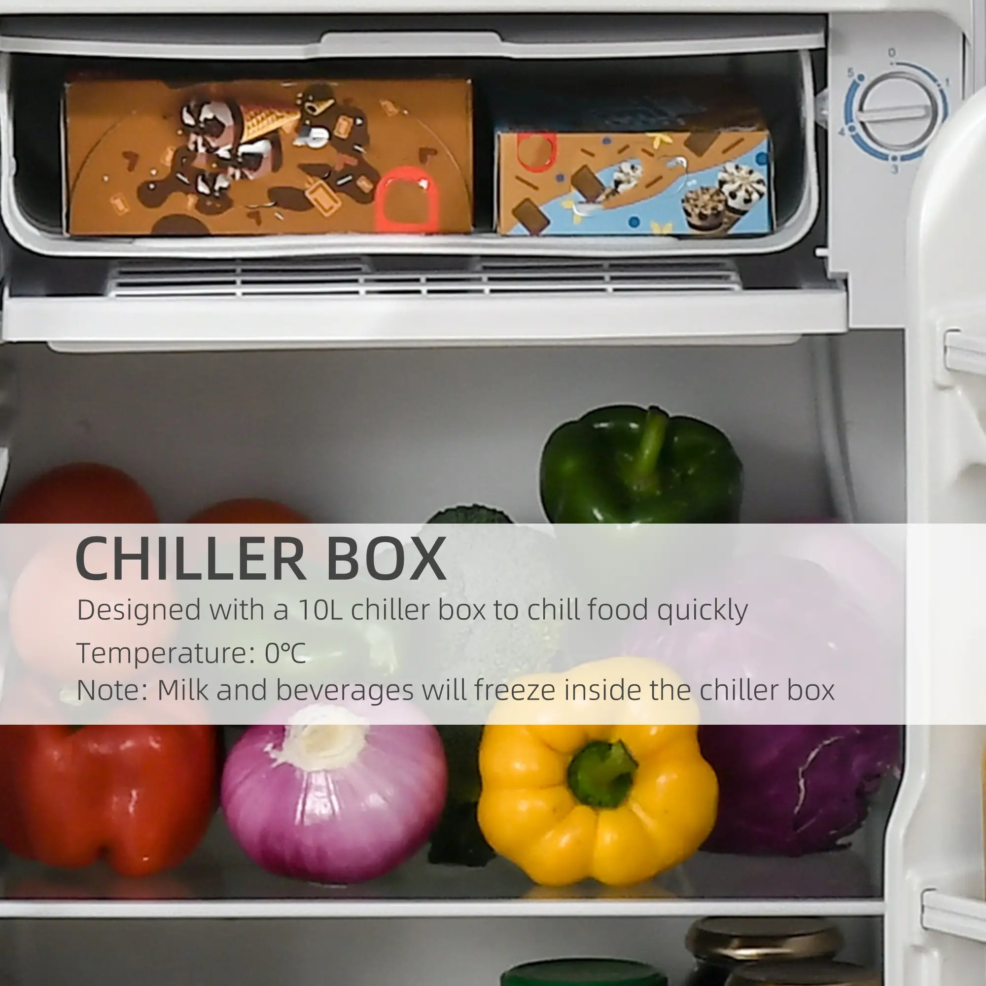 Compact Refrigerator, Mini Fridge with Freezer, Adjustable Shelf, Silver - Image 5