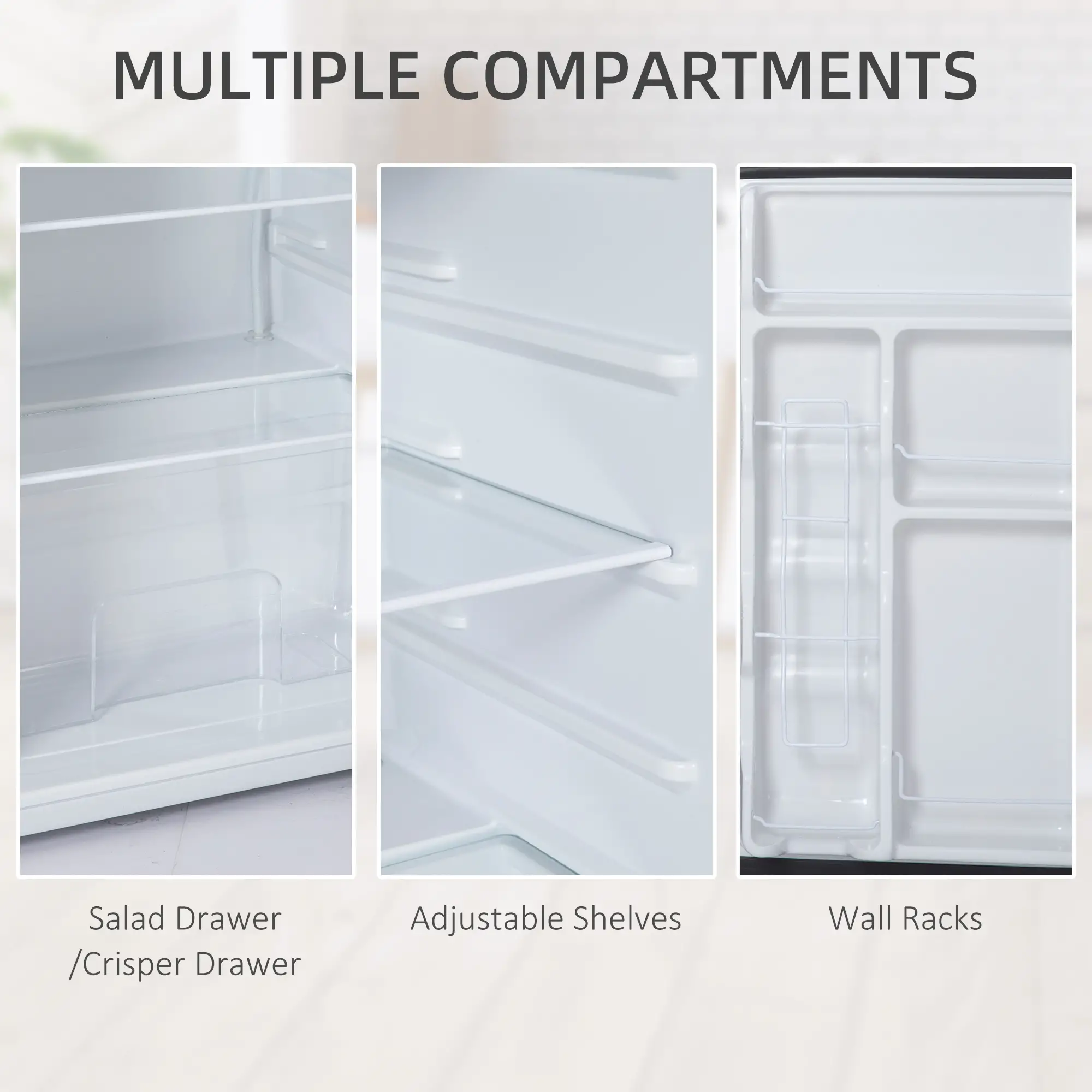 Compact Refrigerator, Mini Fridge with Freezer, Adjustable Shelf, Silver - Image 6