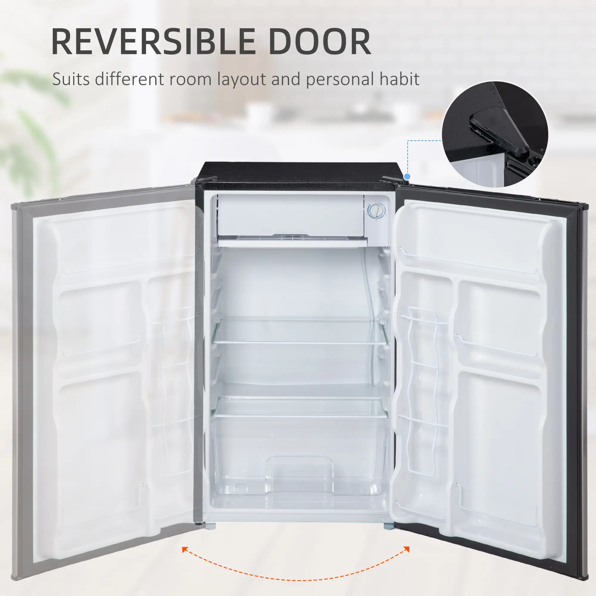 Compact Refrigerator, Mini Fridge with Freezer, Adjustable Shelf, Silver - Image 7