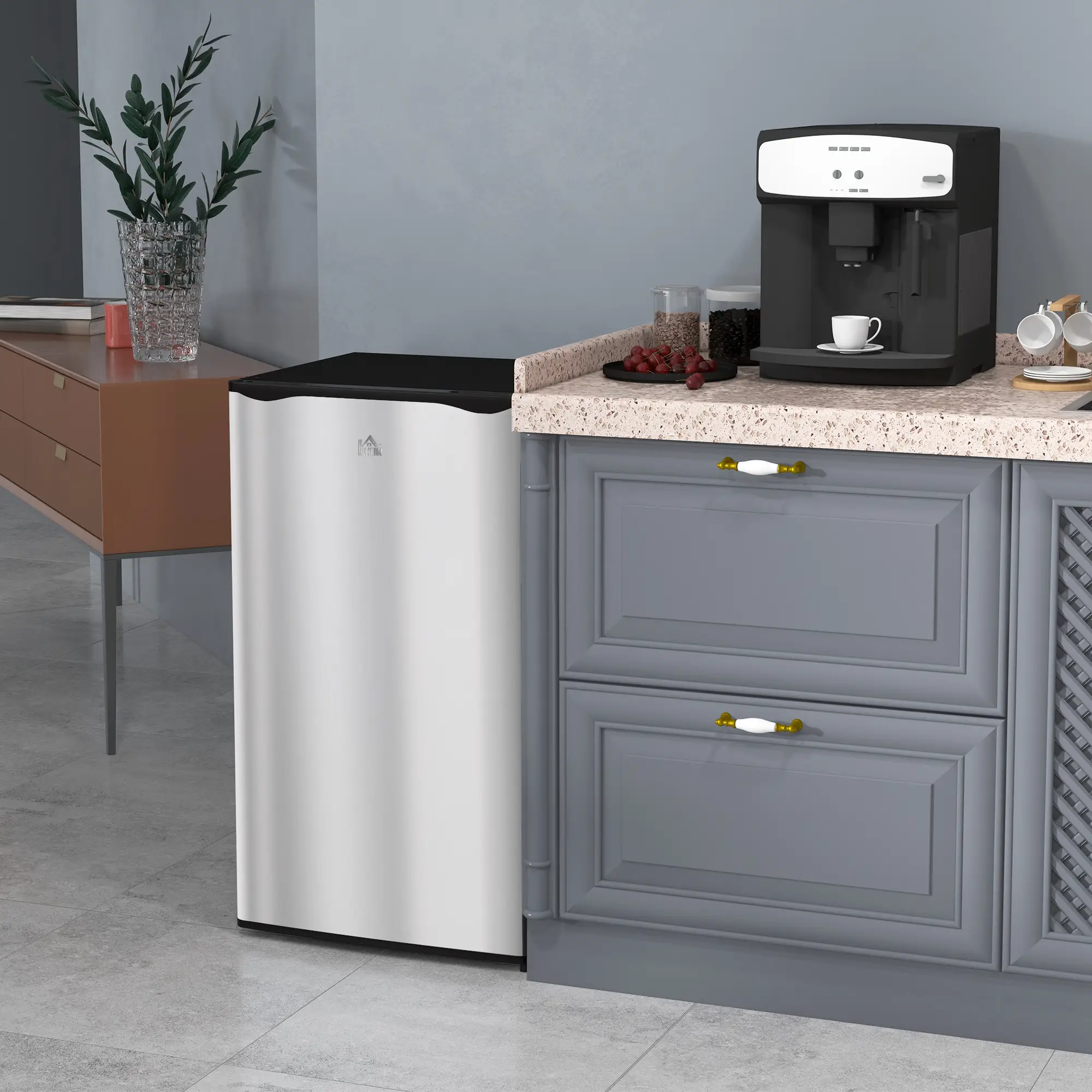 Compact Refrigerator, Mini Fridge with Freezer, Adjustable Shelf, Silver - Image 8