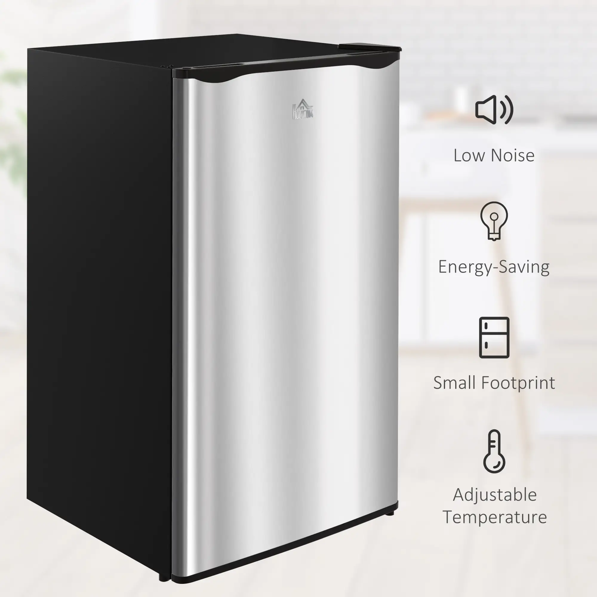 Compact Refrigerator, Mini Fridge with Freezer, Adjustable Shelf, Silver - Image 9