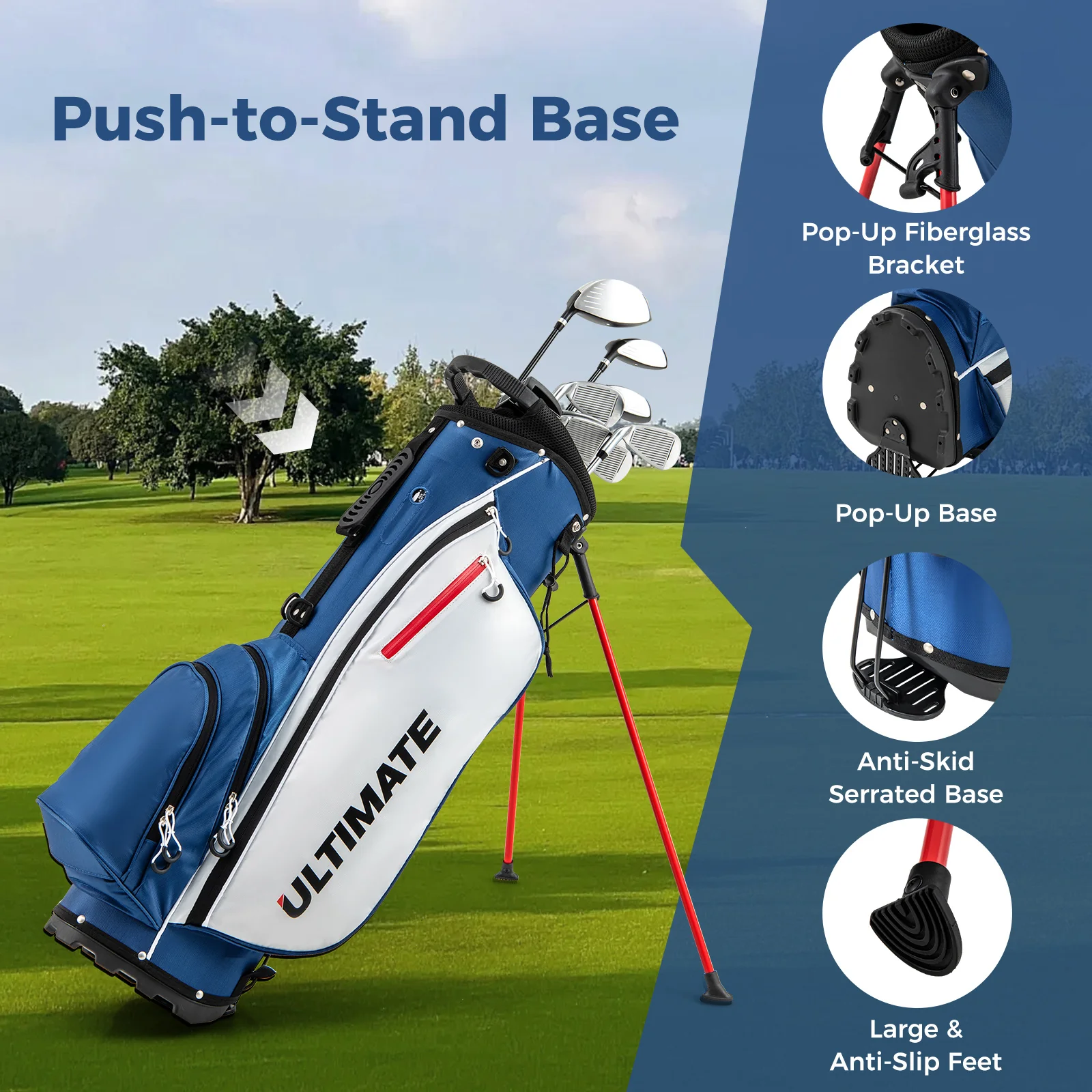 Complete Left Handed Golf Clubs Set With Stand Bag, Blue - Image 10