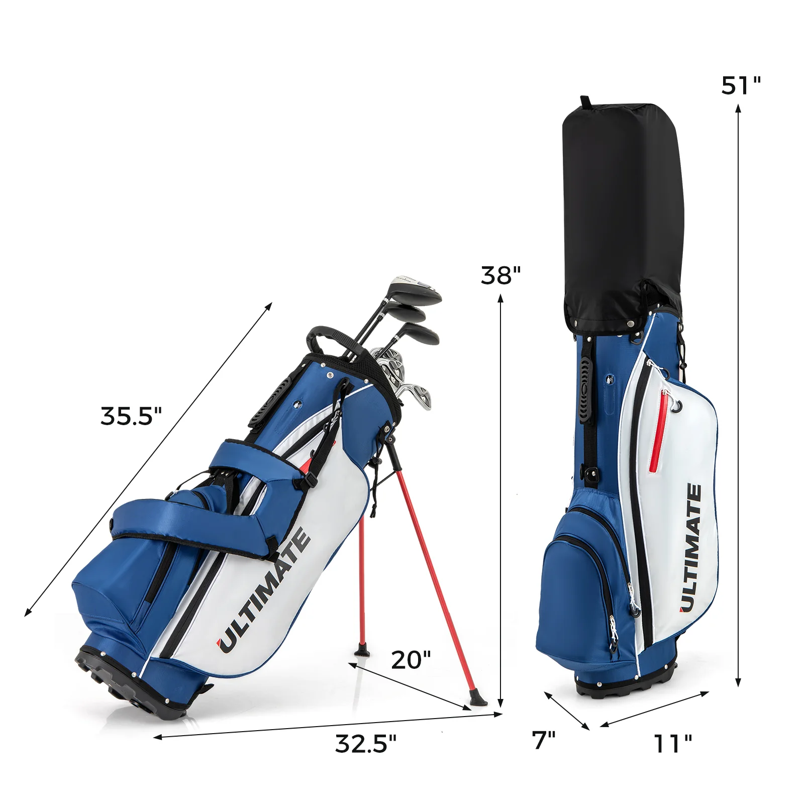 Complete Left Handed Golf Clubs Set With Stand Bag, Blue - Image 3