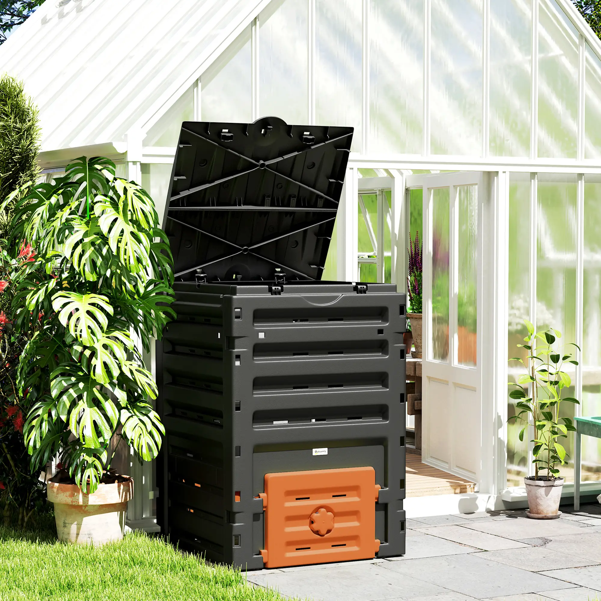 Compost Bin, Garden Composter, 120 Gallon (450L), Orange - Image 2