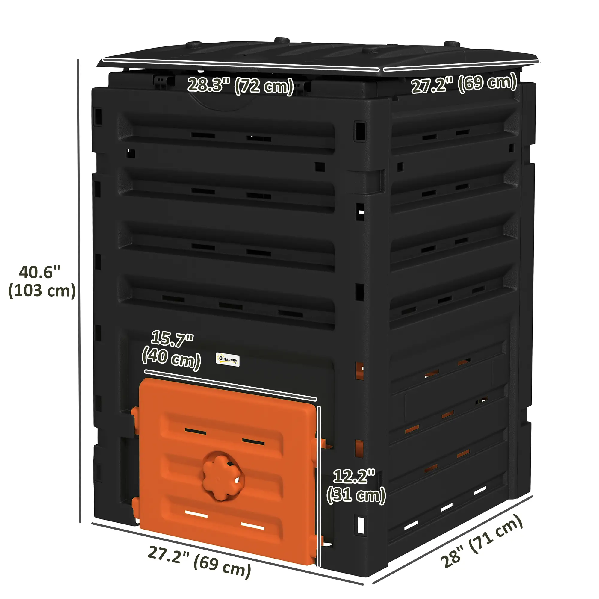 Compost Bin, Garden Composter, 120 Gallon (450L), Orange - Image 3