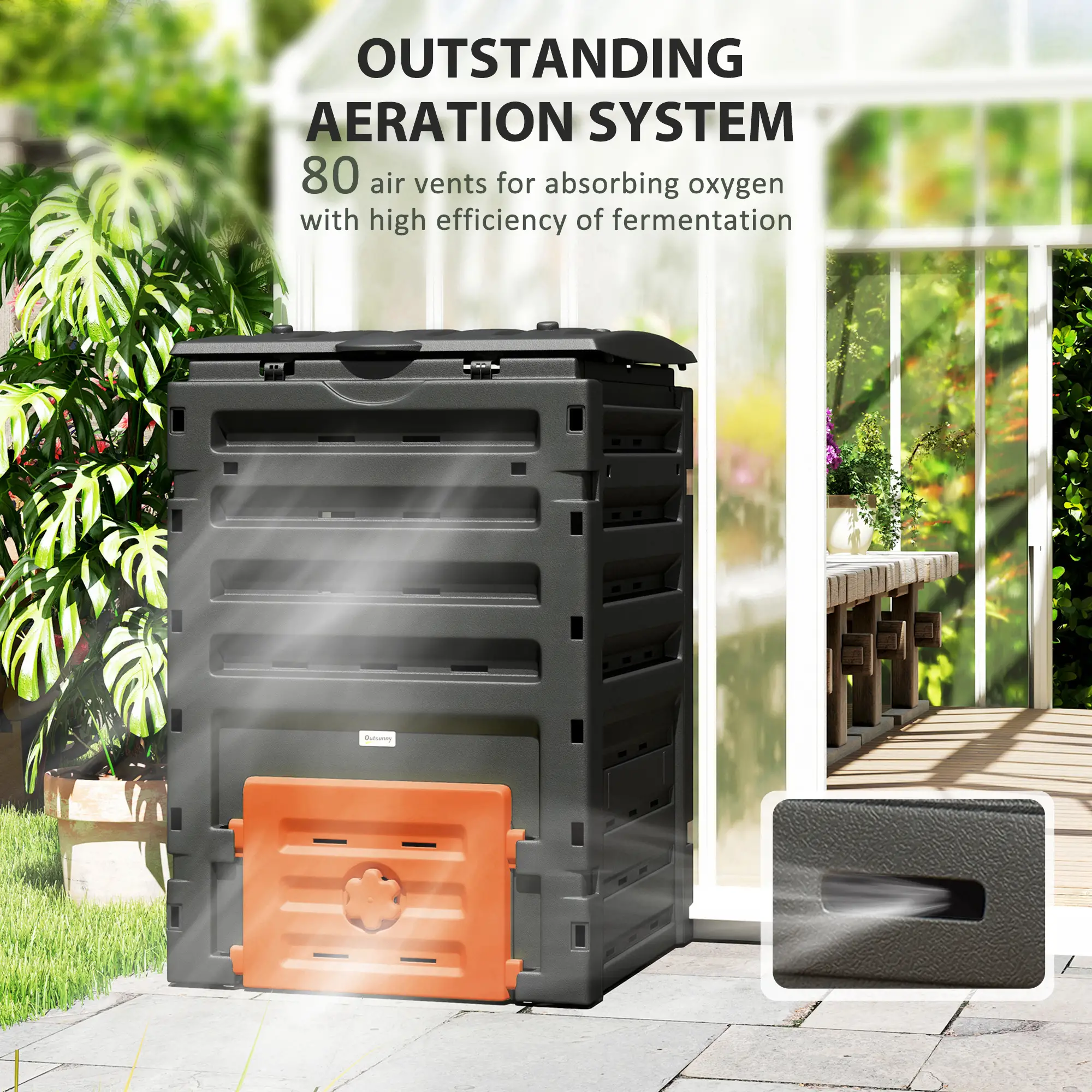 Compost Bin, Garden Composter, 120 Gallon (450L), Orange - Image 5