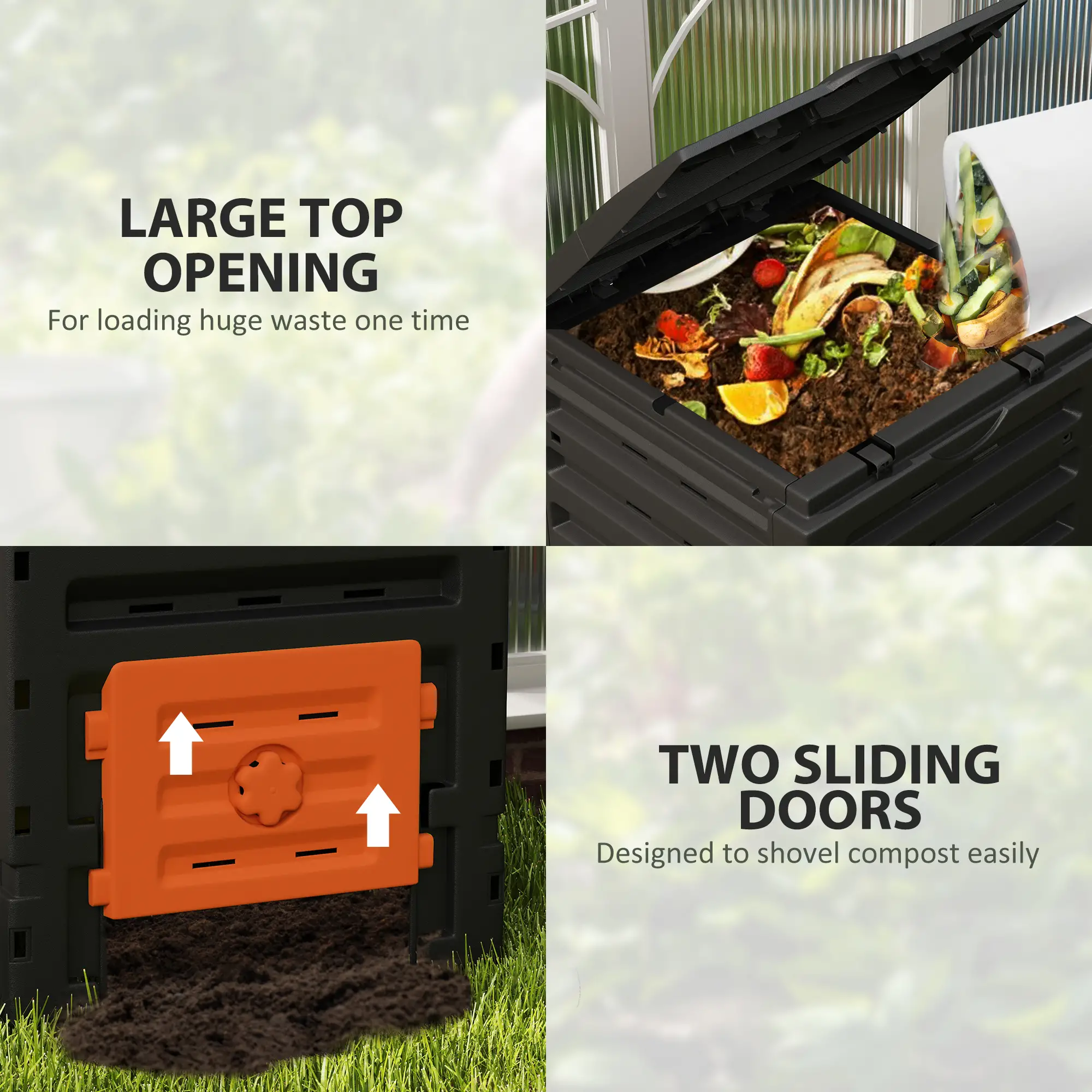 Compost Bin, Garden Composter, 120 Gallon (450L), Orange - Image 6