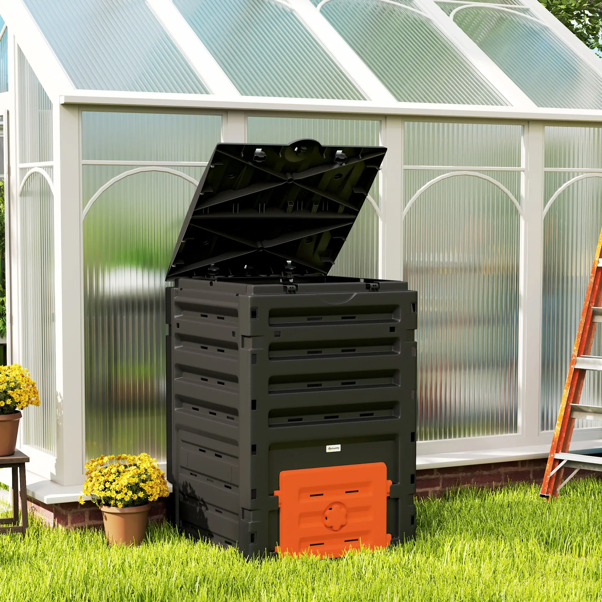 Compost Bin, Garden Composter, 120 Gallon (450L), Orange - Image 8