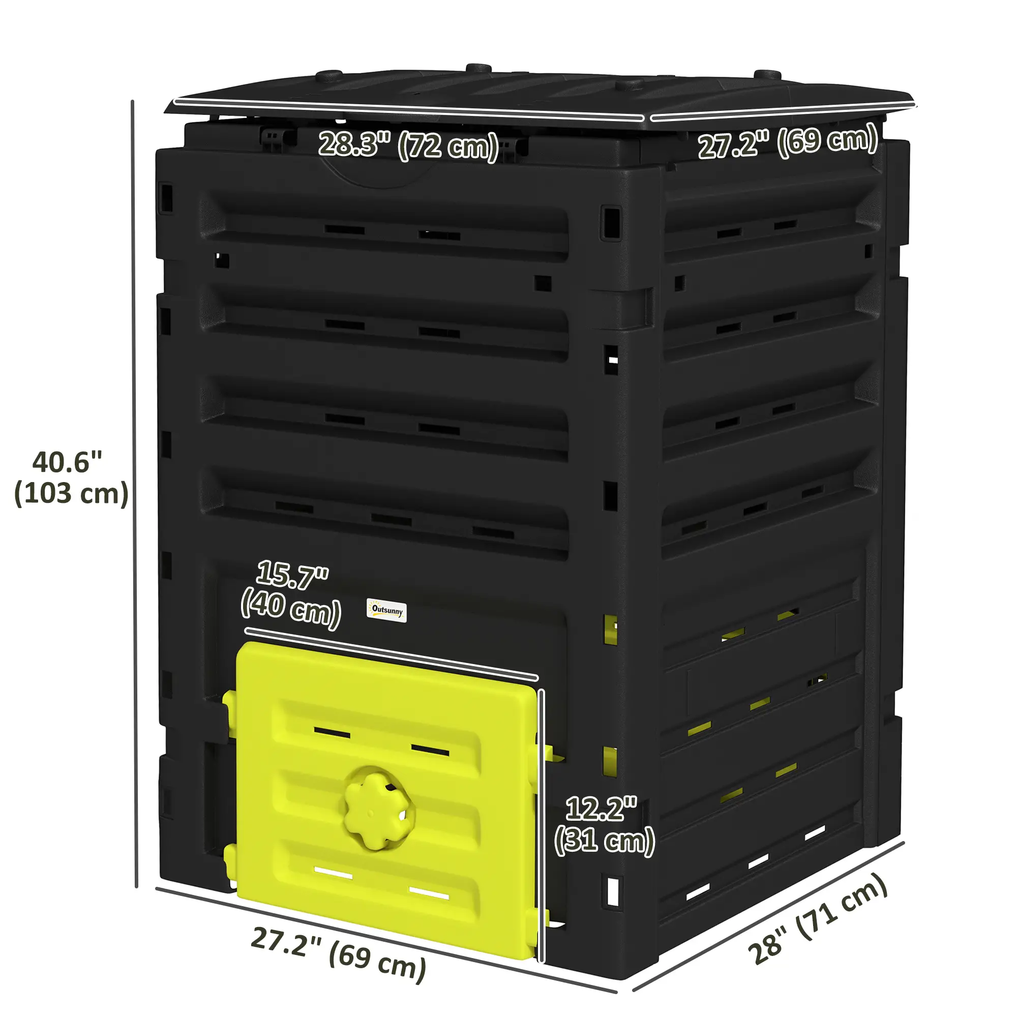 Compost Bin, Garden Composter, 120 Gallon (450L), Yellow - Image 3