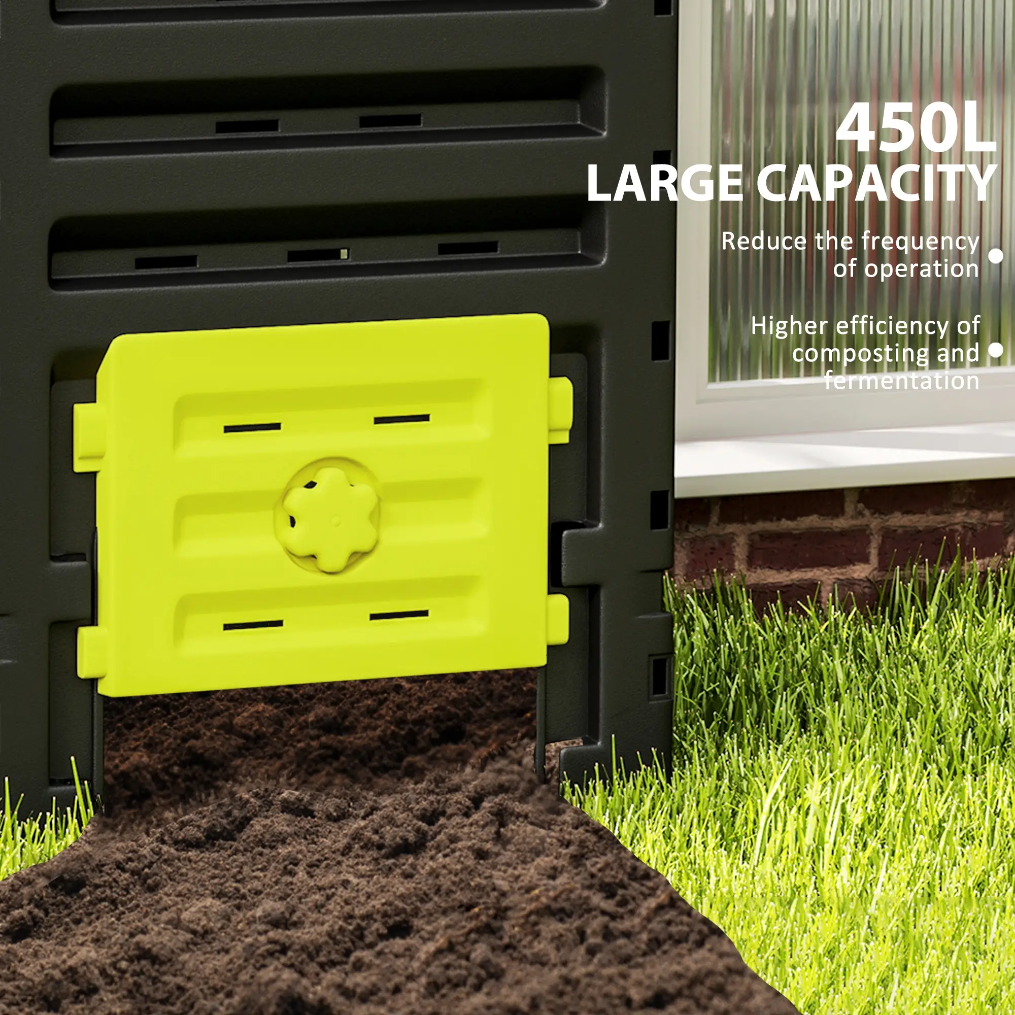 Compost Bin, Garden Composter, 120 Gallon (450L), Yellow - Image 4