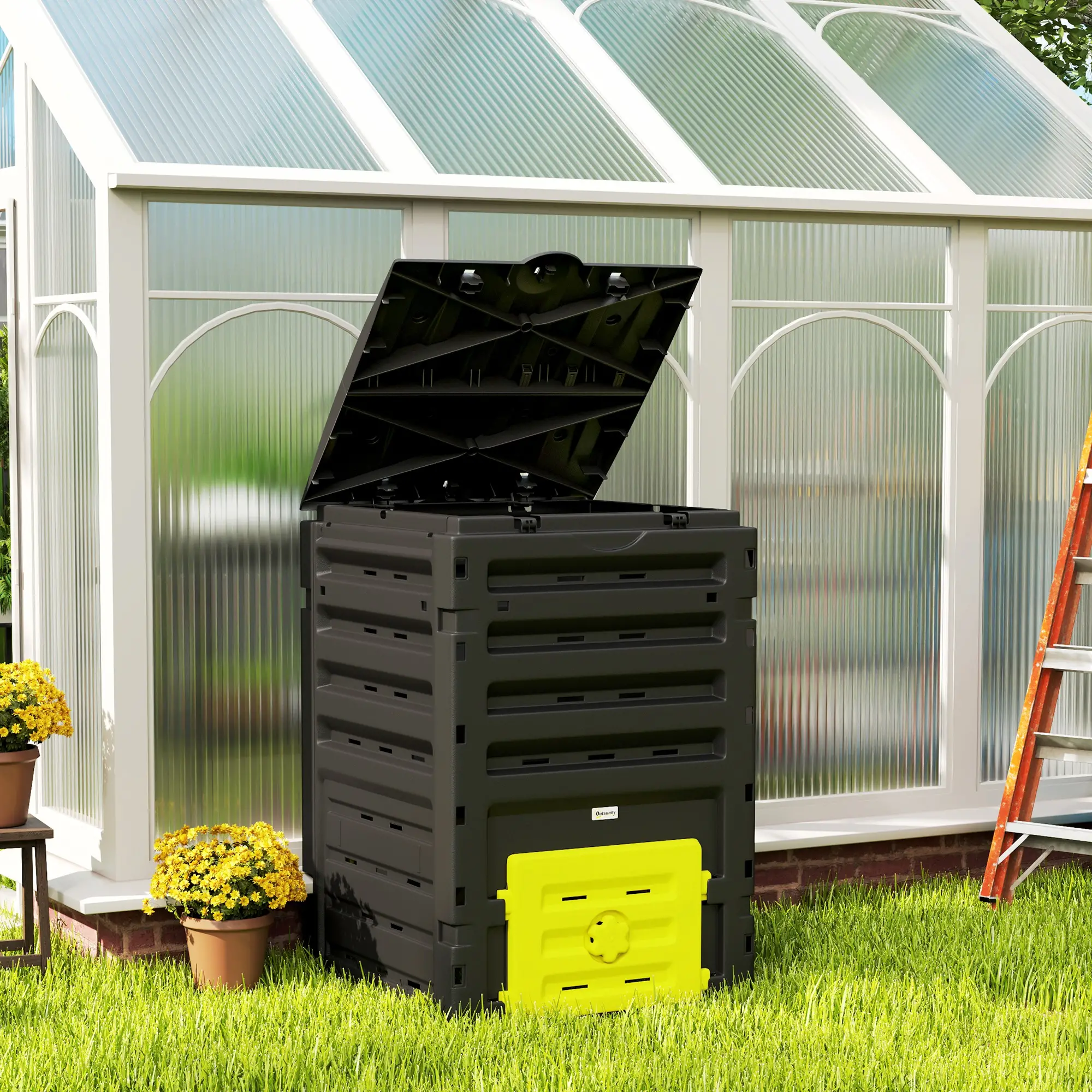 Compost Bin, Garden Composter, 120 Gallon (450L), Yellow - Image 9