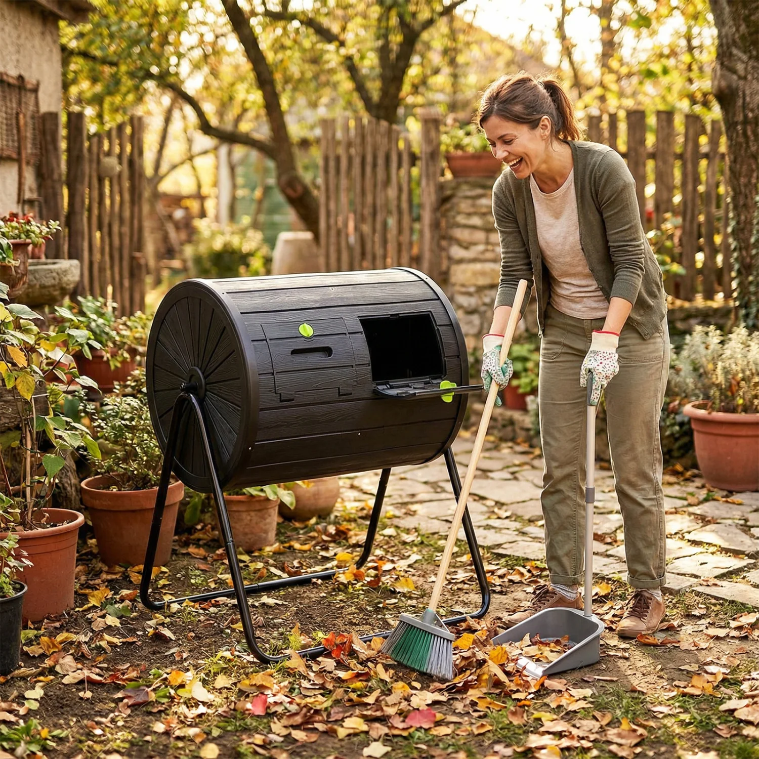 Compost Tumbler 37.5 Gallon Large Outdoor Compost Bin, Black - Image 8