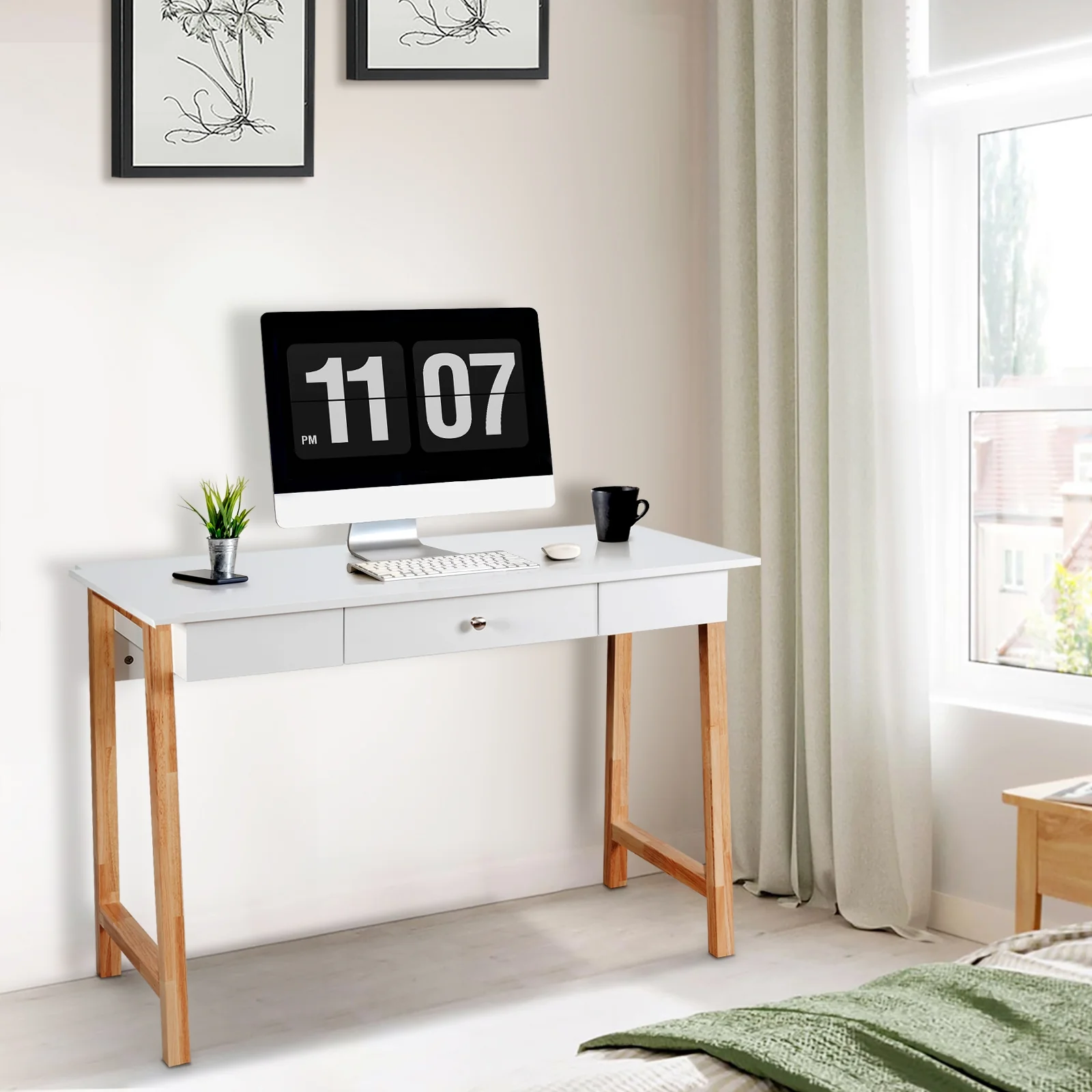 Computer Desk, Laptop PC Writing Table, Natural - Image 2