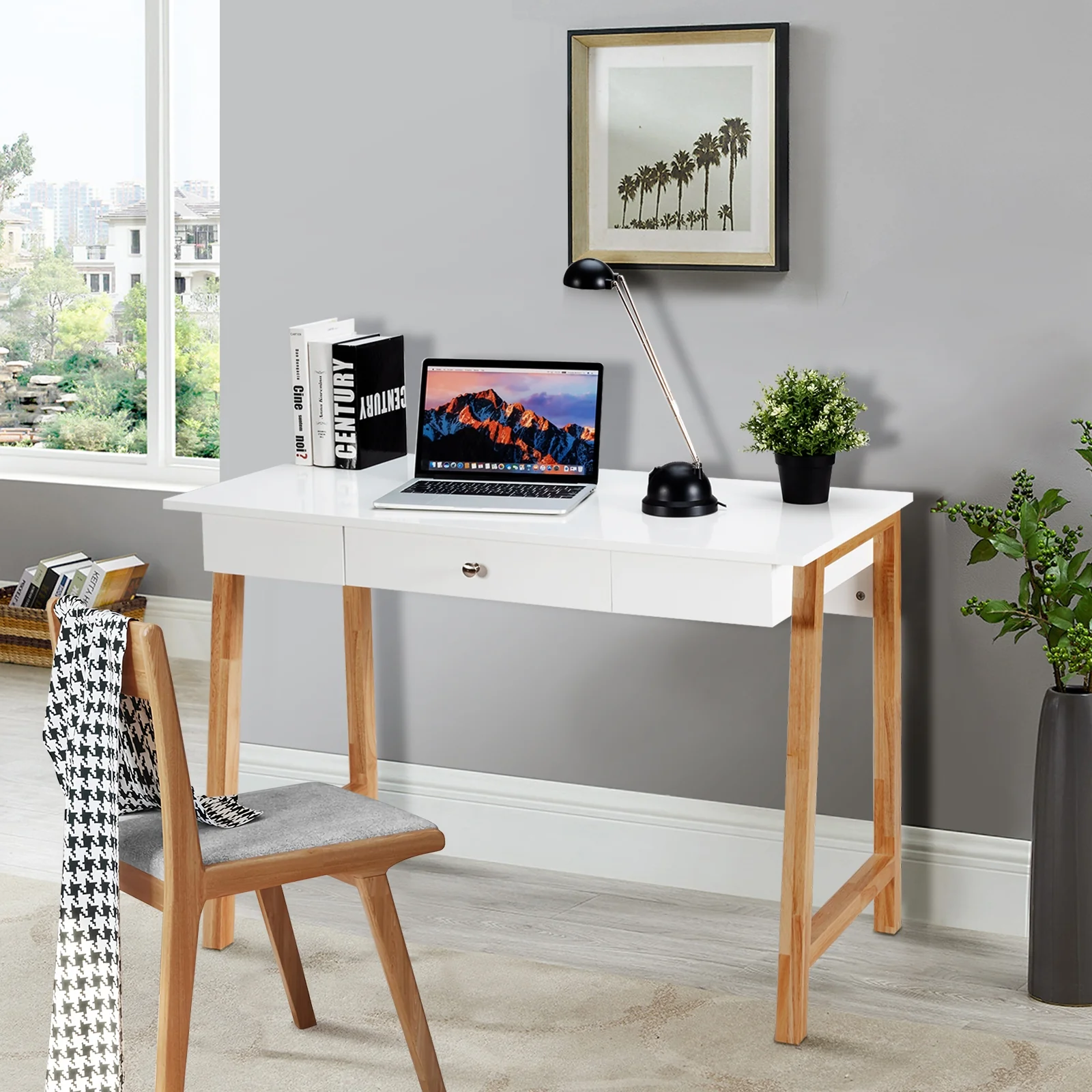 Computer Desk, Laptop PC Writing Table, Natural - Image 3