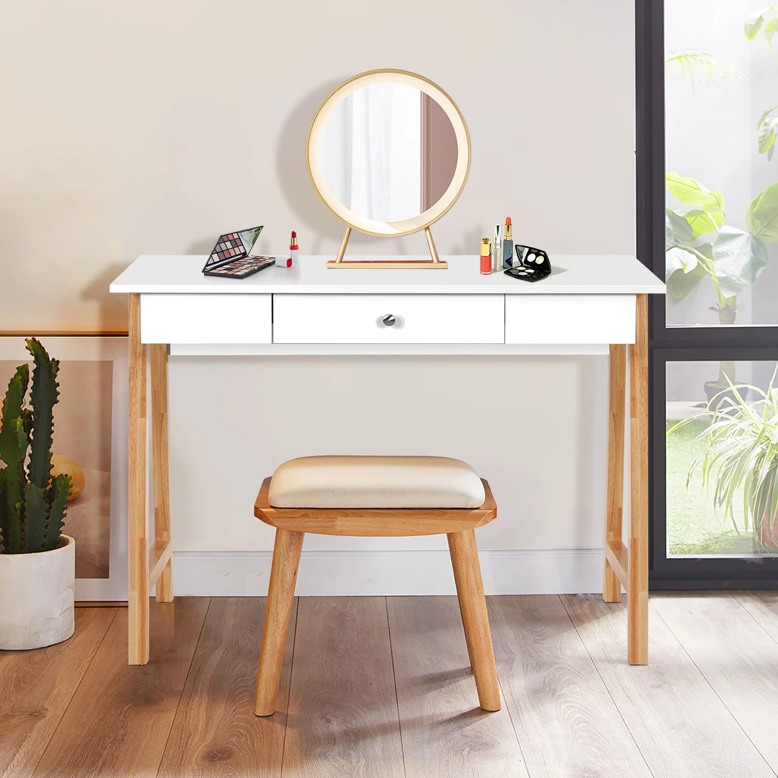 Computer Desk, Laptop PC Writing Table, Natural - Image 9