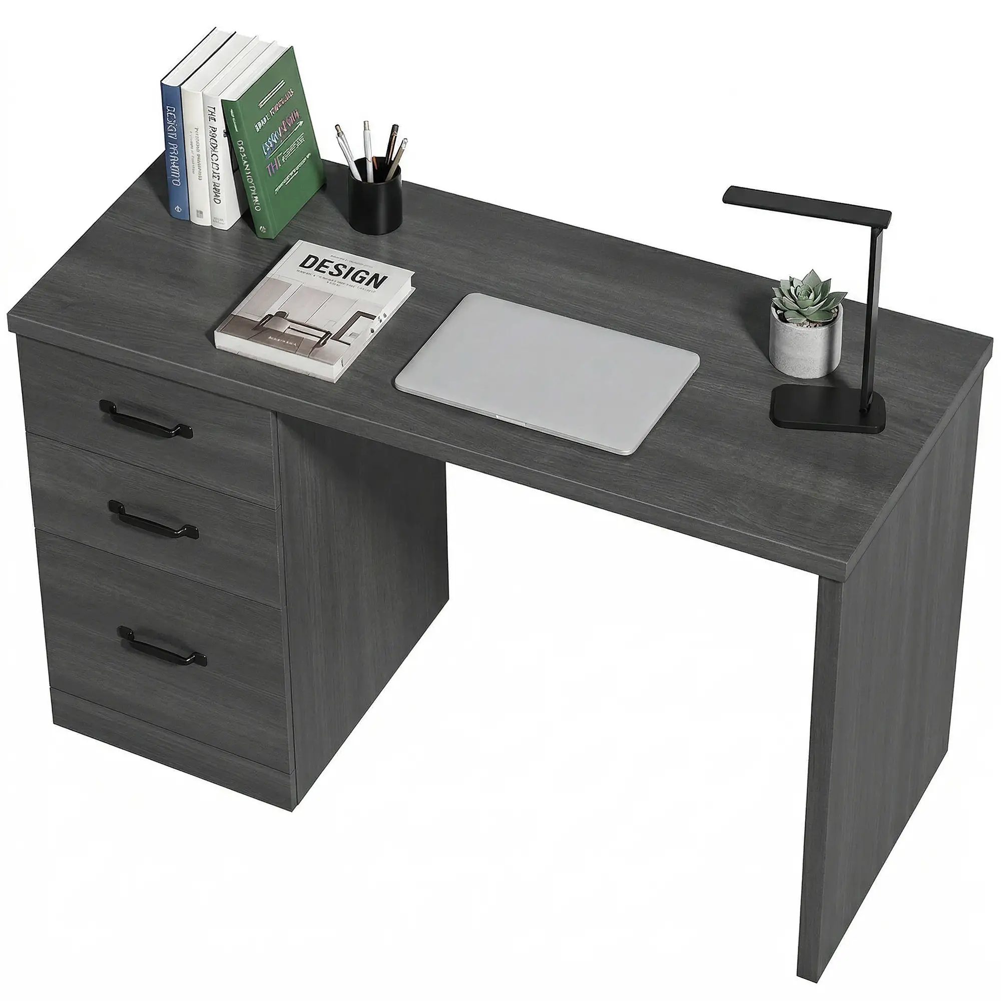 Computer Desk With 3 Drawers, 47" Home Office Desk, Black