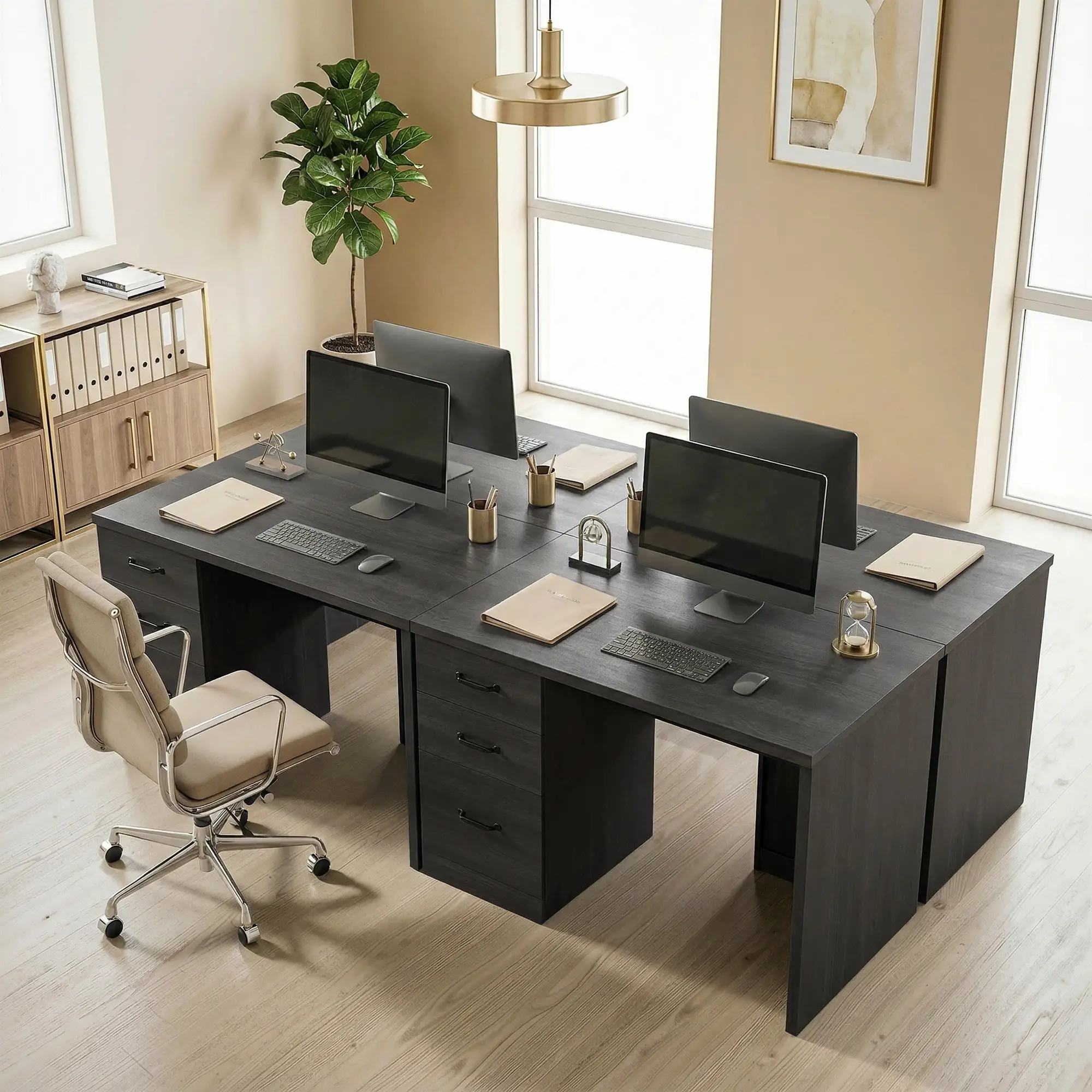 Computer Desk With 3 Drawers, 47" Home Office Desk, Black - Image 10
