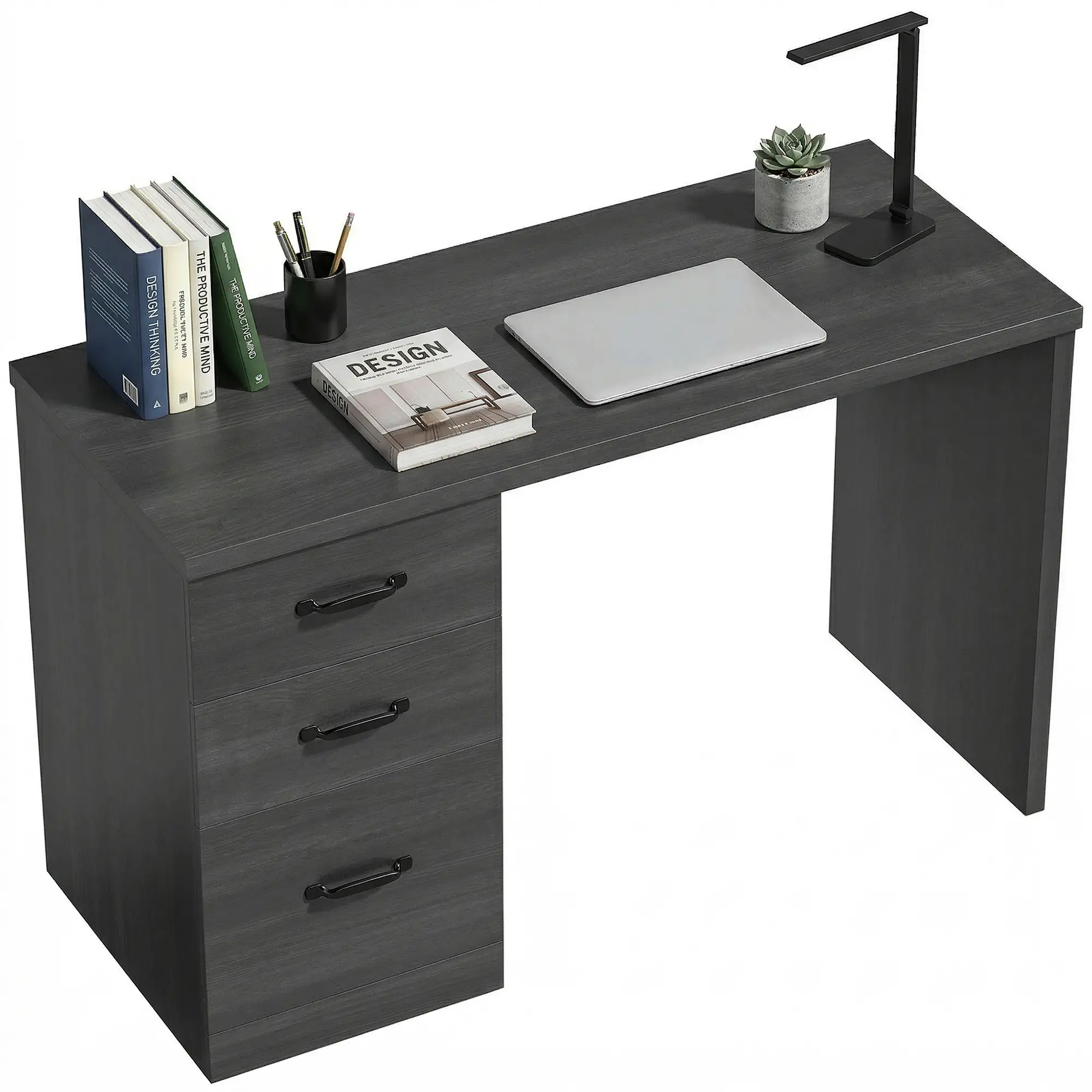 Computer Desk With 3 Drawers, 47" Home Office Desk, Black - Image 11