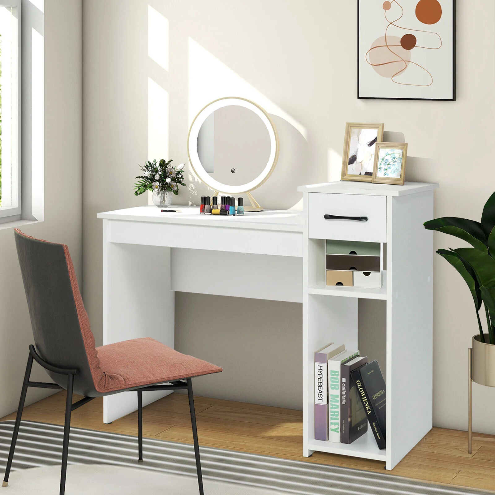 Computer Desk With Drawer And Shelf, White - Image 9