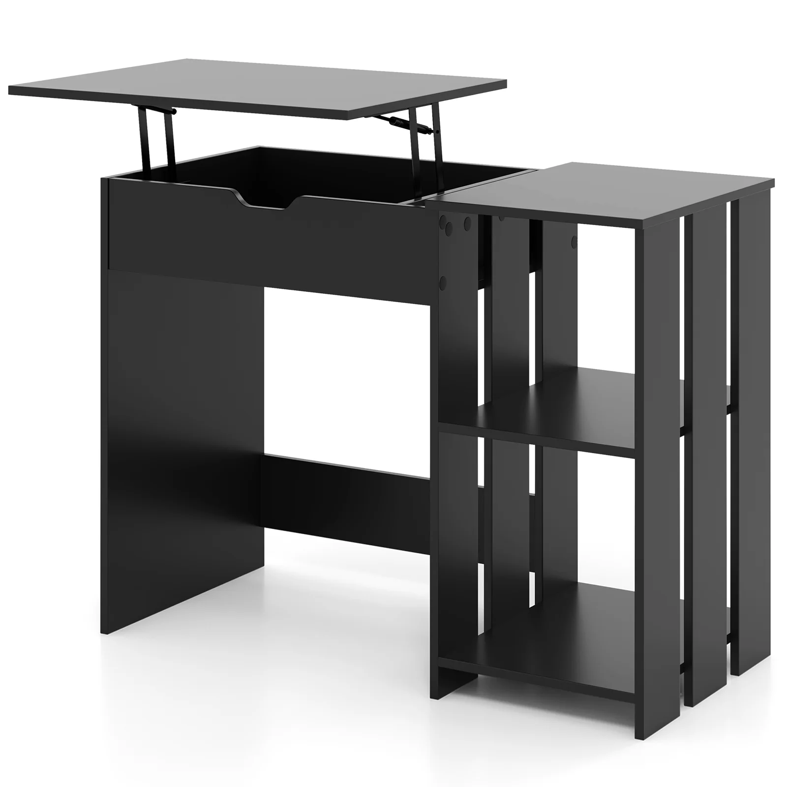 Computer Desk With Hidden Compartment, Black