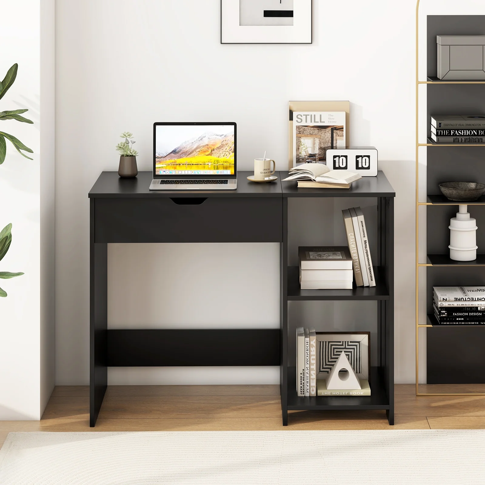 Computer Desk With Hidden Compartment, Black - Image 2
