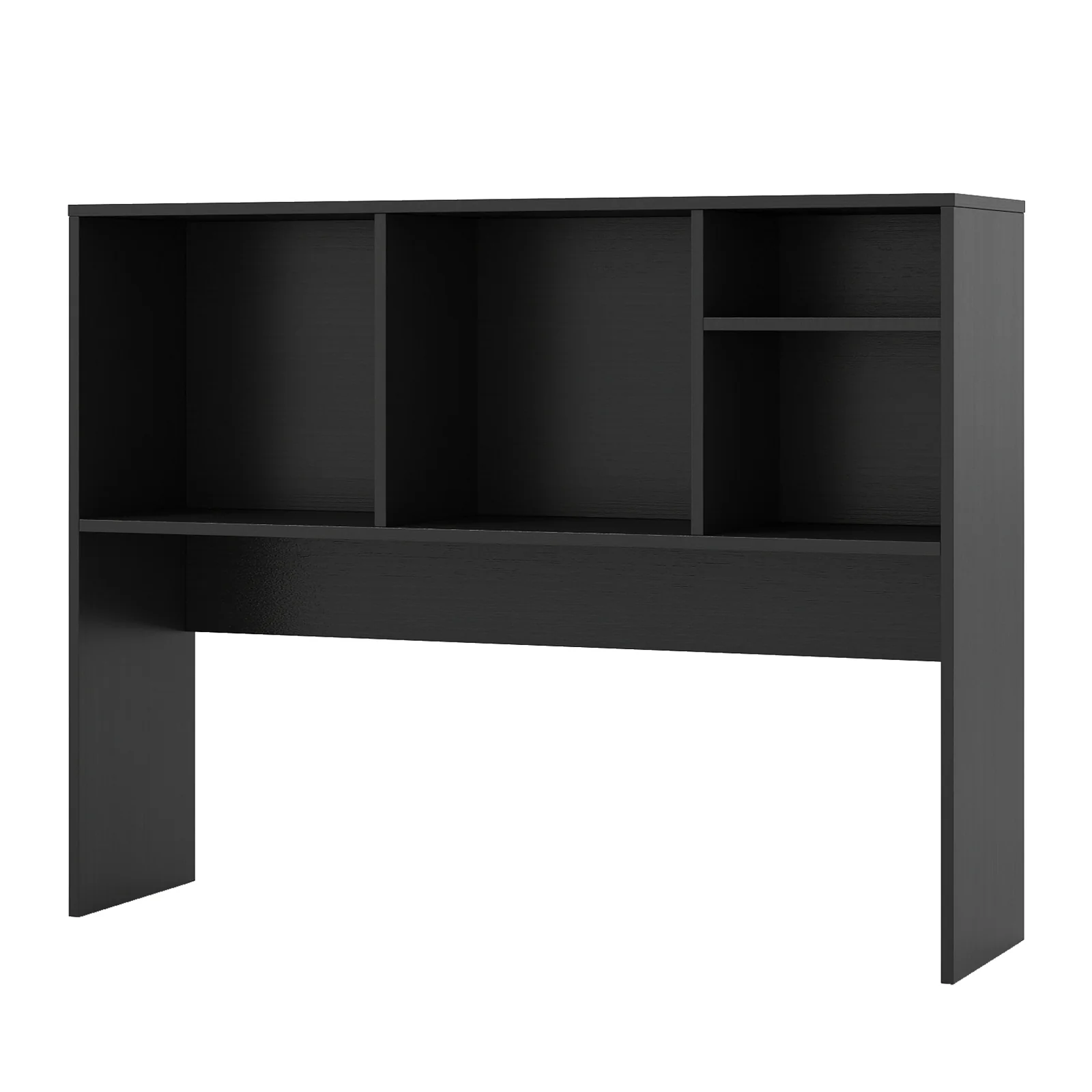 Computer Desktop Bookcase with 4 Cubbies and Open Back Compartment-DK, Black - Image 5