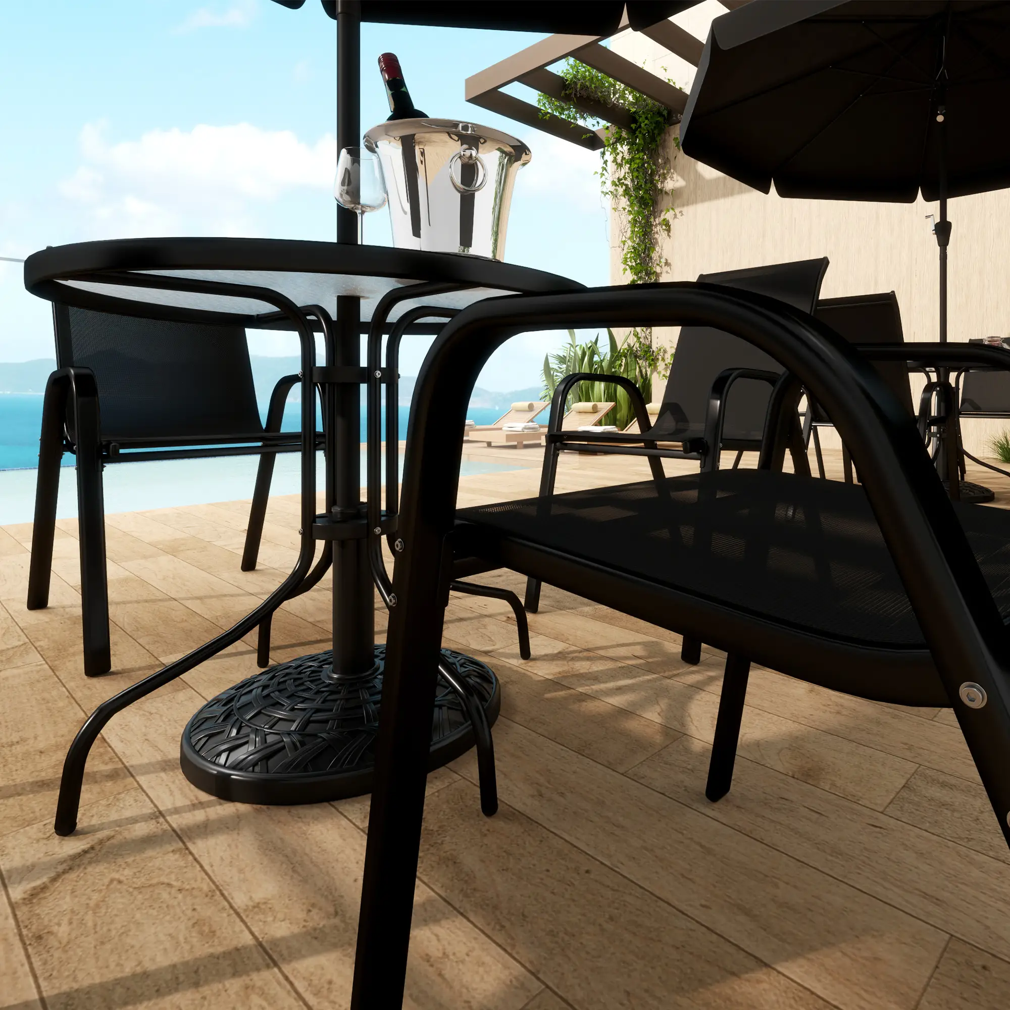 Concrete Umbrella Base, 26 lbs, Φ18.7" x 12.6" H, Black - Image 10