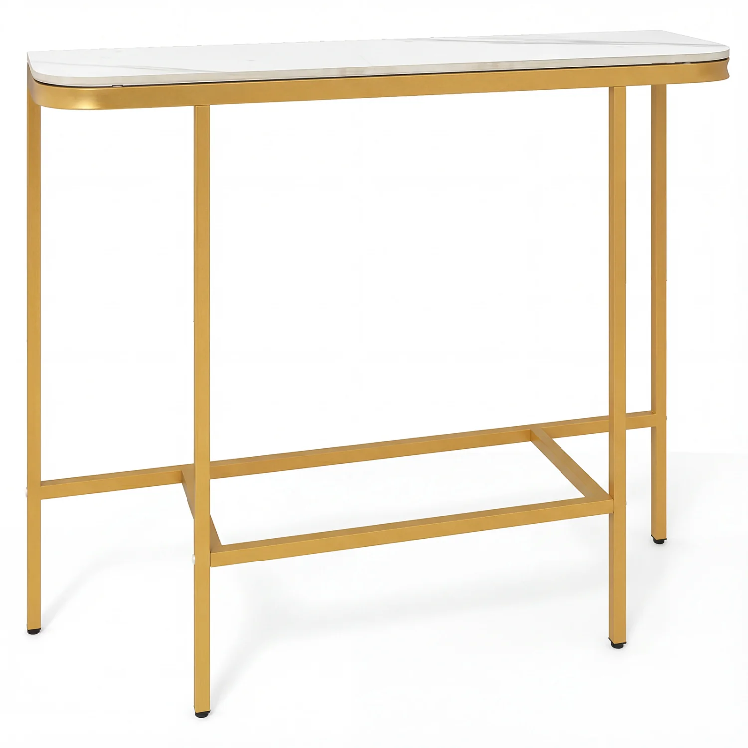 Console Table 44-Inch, Faux Marble Tabletop, Metal Frame, White - Image 4