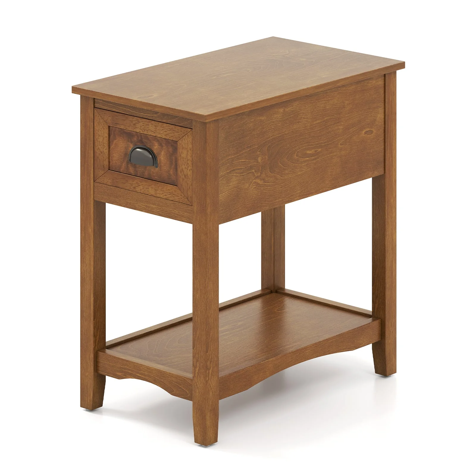 Contemporary Side Table With Drawer, Yellow