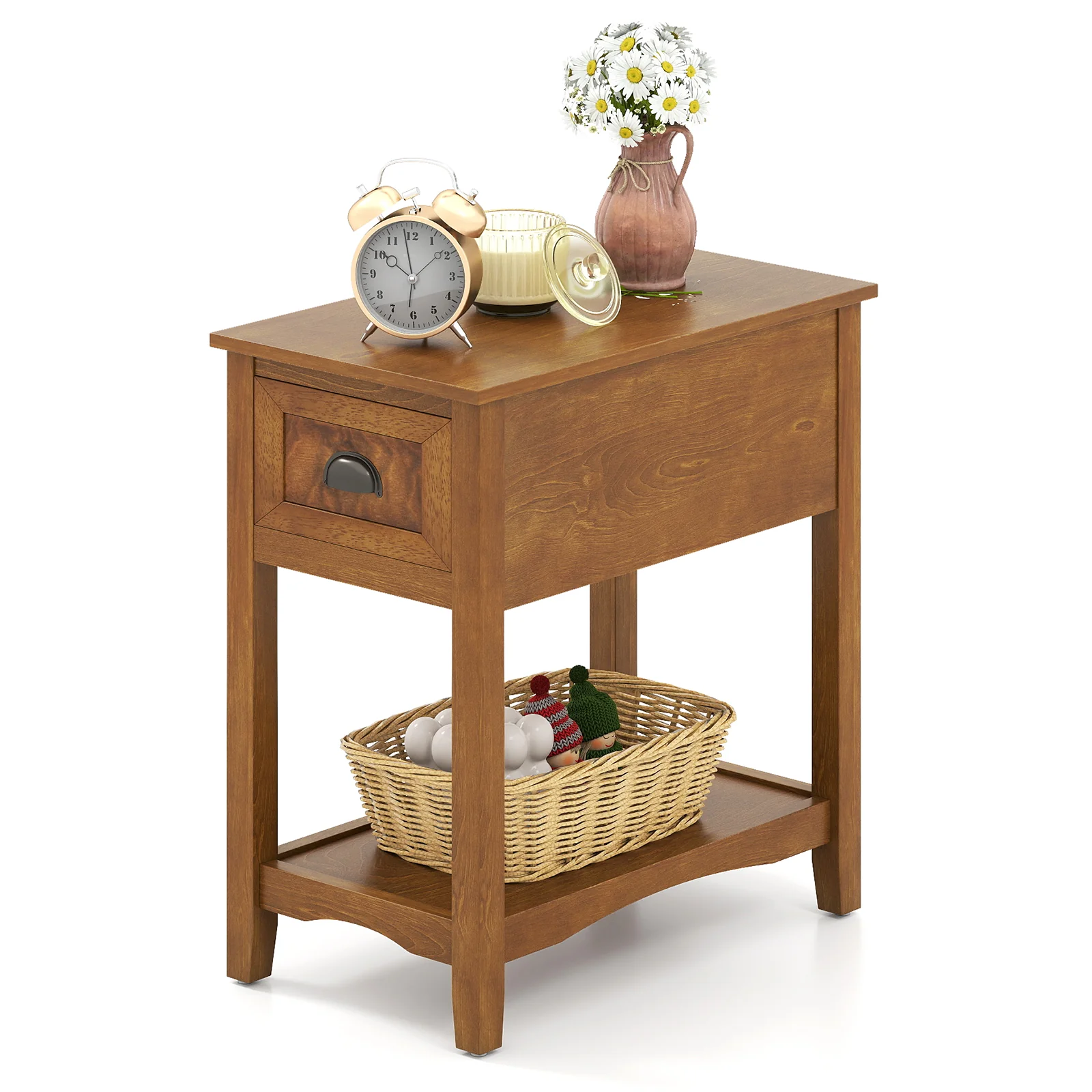 Contemporary Side Table With Drawer, Yellow - Image 5