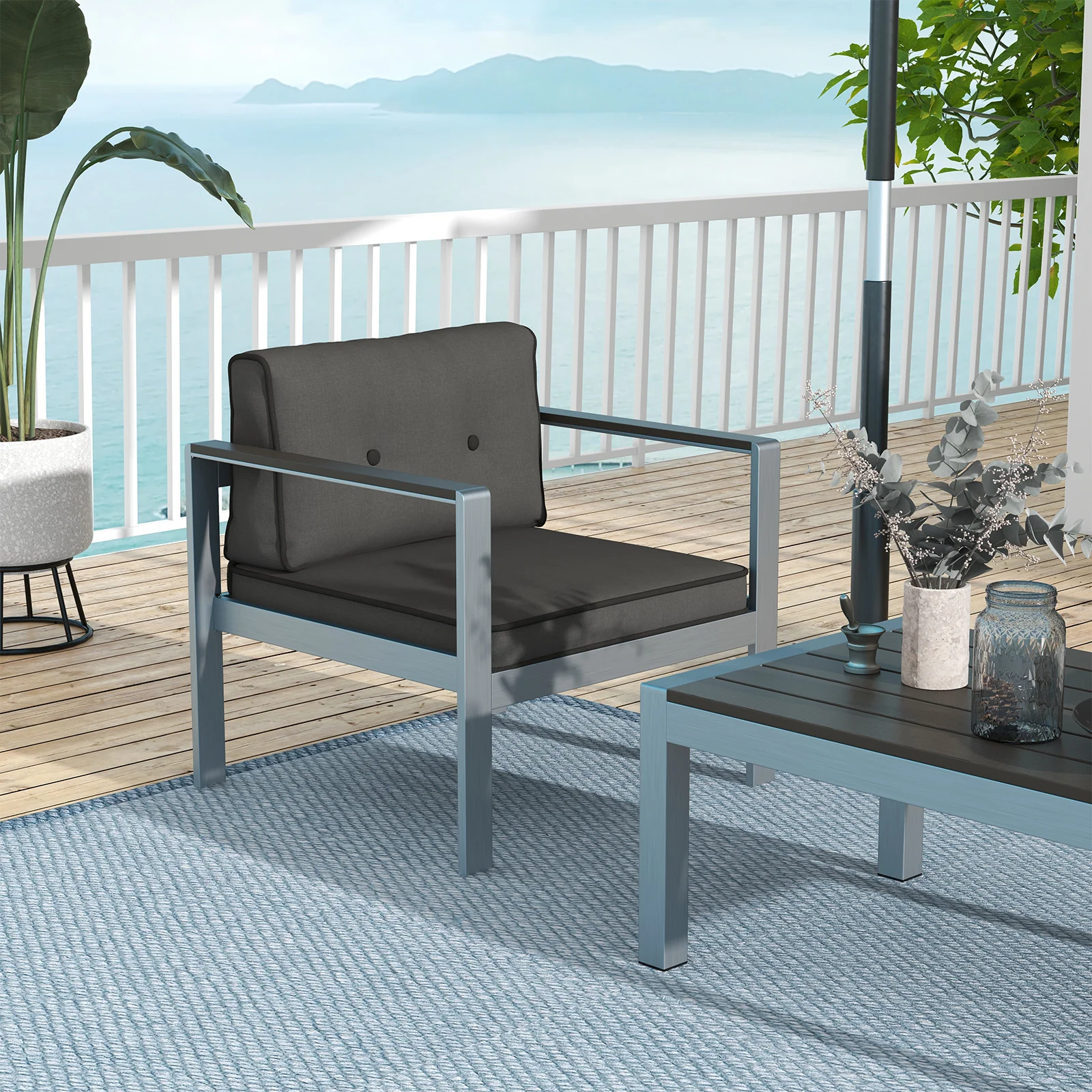 Contemporary Sofa Chair, Gray - Image 2