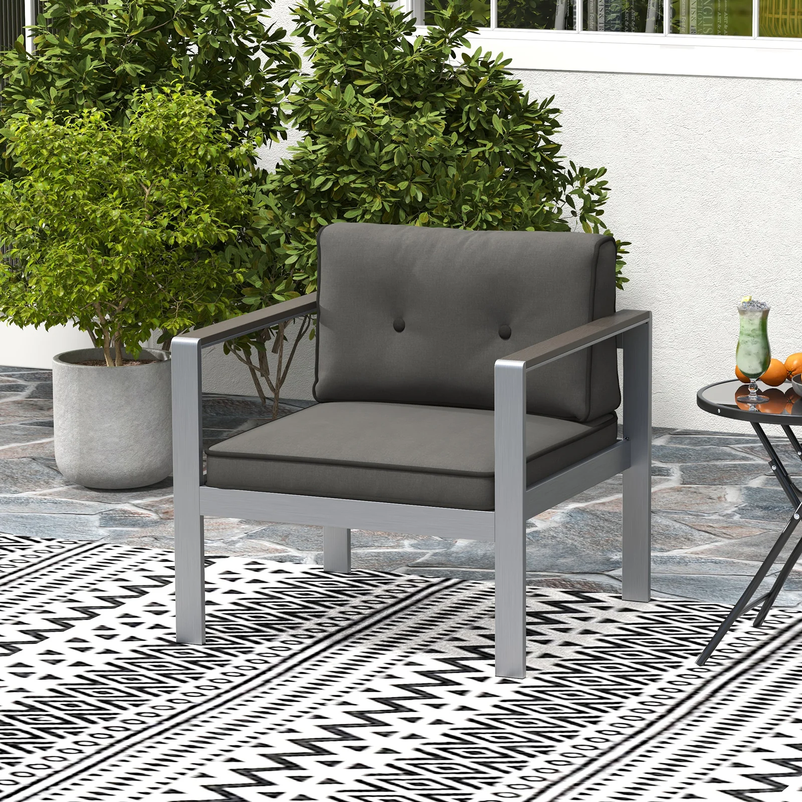 Contemporary Sofa Chair, Gray - Image 3