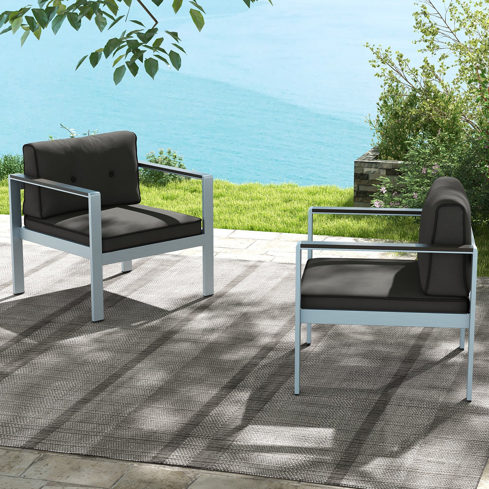 Contemporary Sofa Chair, Gray - Image 6