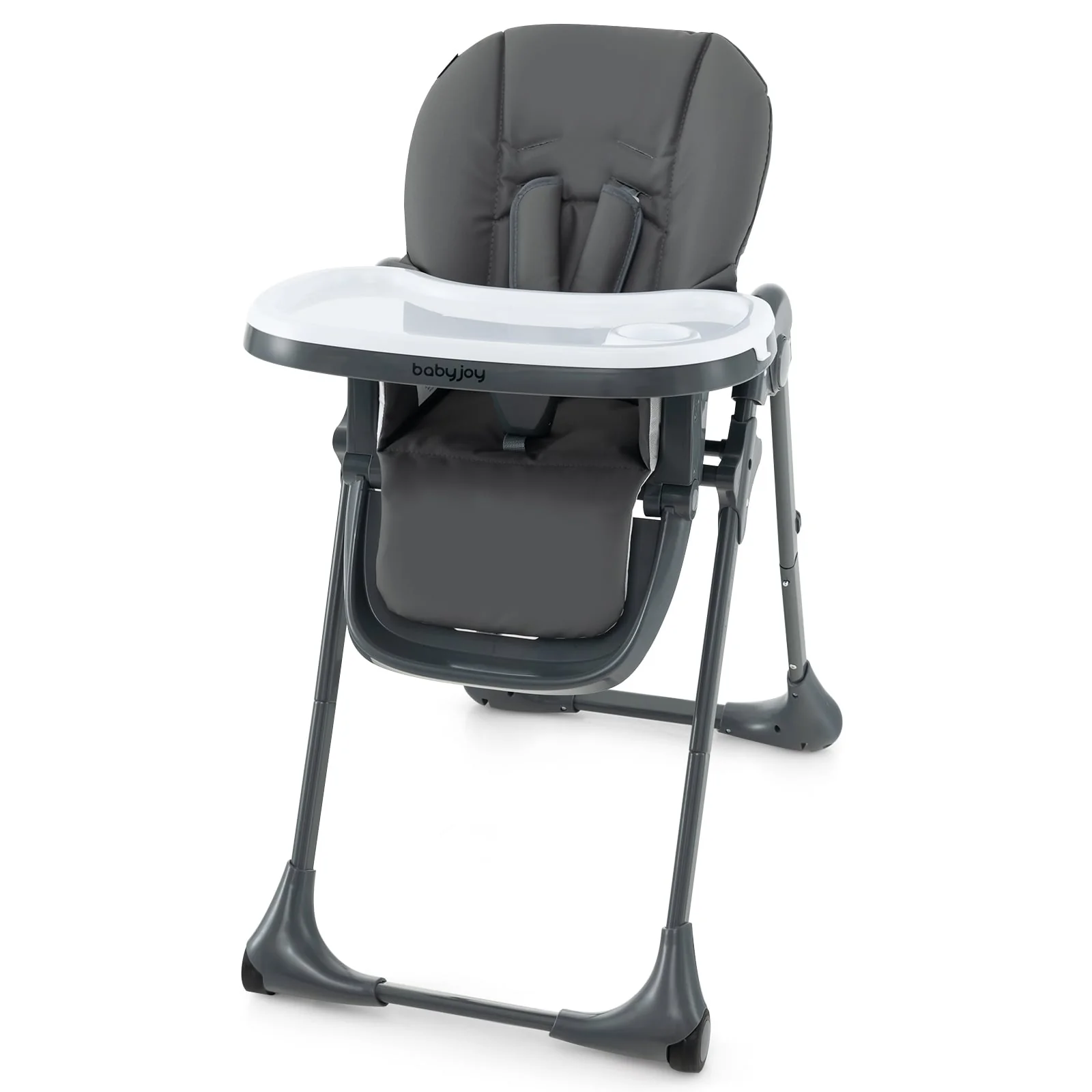 Convertible Baby High Chair, 3-In-1, 7 Heights, Double Tray, Dark Gray