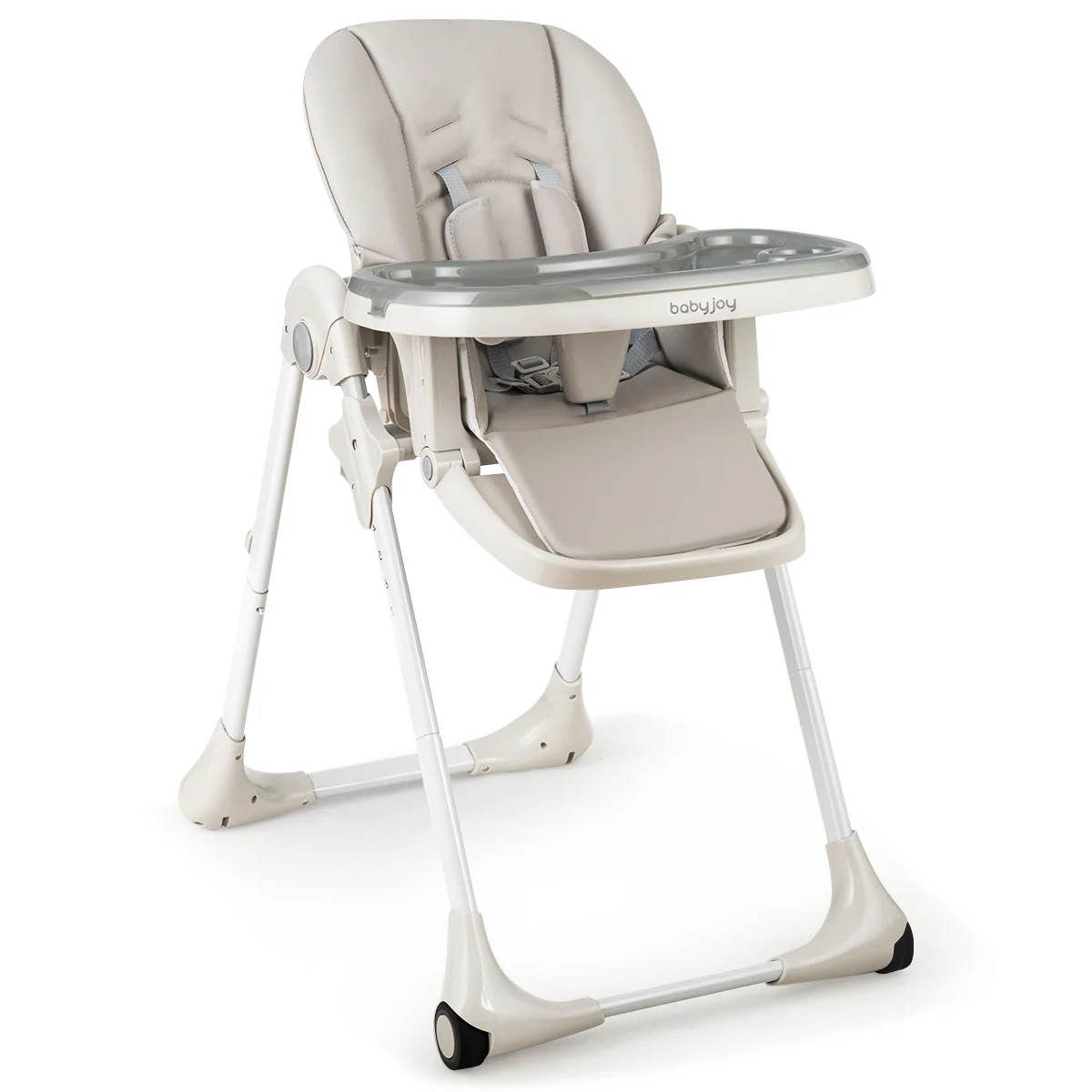 Convertible Baby High Chair With Wheels, Gray