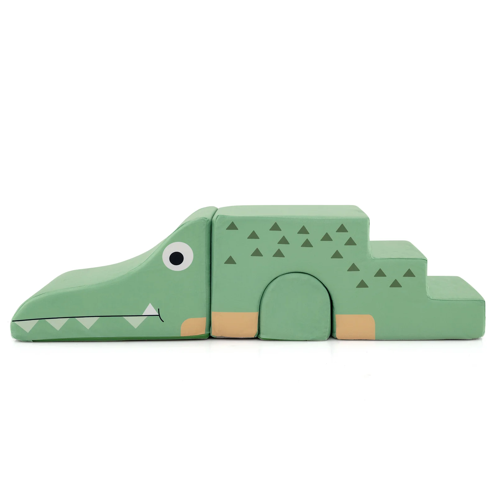 Convertible Kids Play Couch Sofa with Removable Velvet Covers-GN, Green