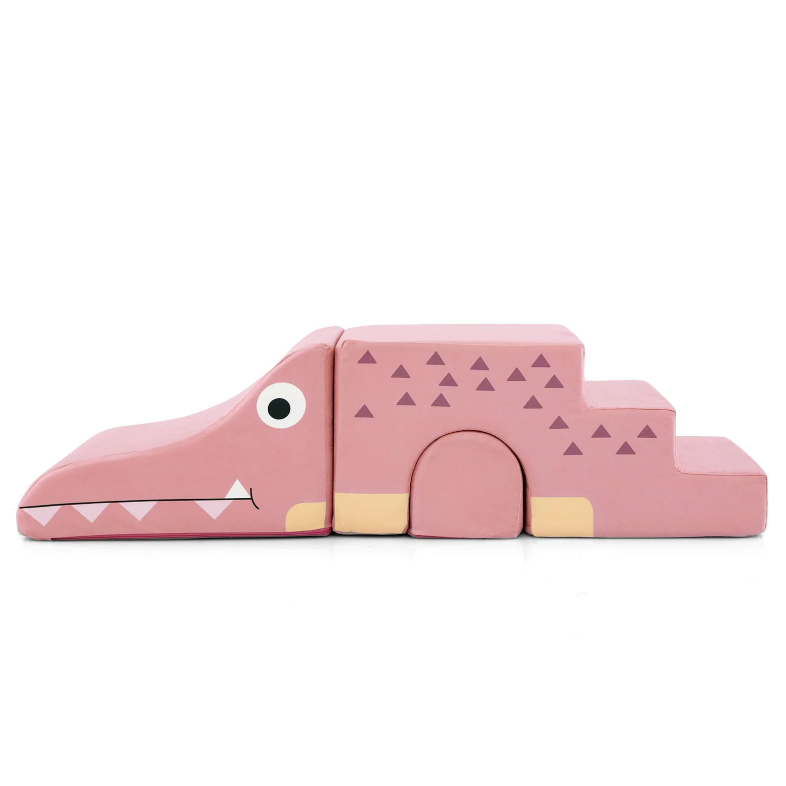Convertible Kids Play Couch Sofa with Removable Velvet Covers-PI, Pink - Image 2