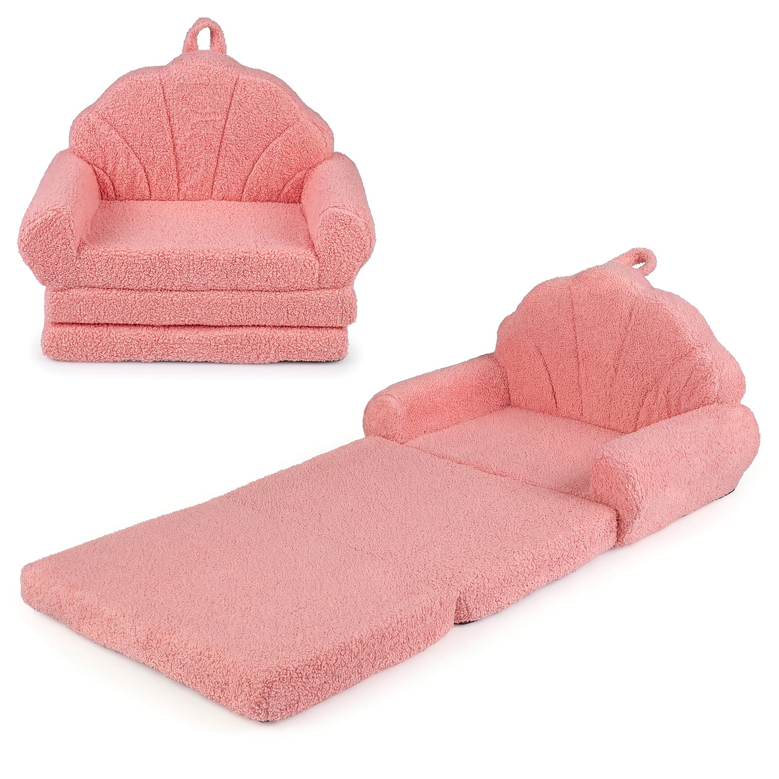 Convertible Kids Sofa, 2-in-1 Fold Out Toddler Couch Chair, Pink - Image 4