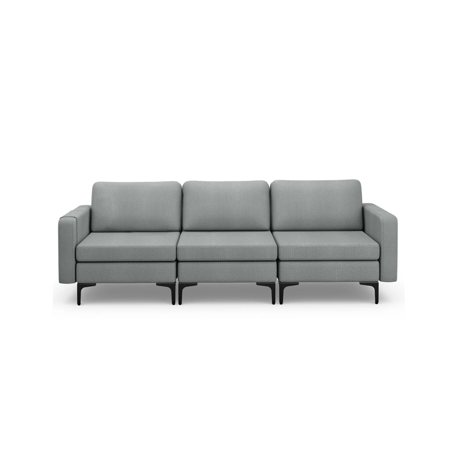 Convertible Leather Sofa Couch with Magazine Pockets 3-Seat with 2 USB Port, Dark Gray - Image 5